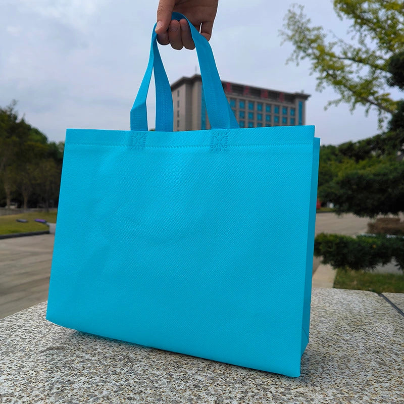 Sky Blue laminated heavy-duty non-woven tote bags — 18 colors