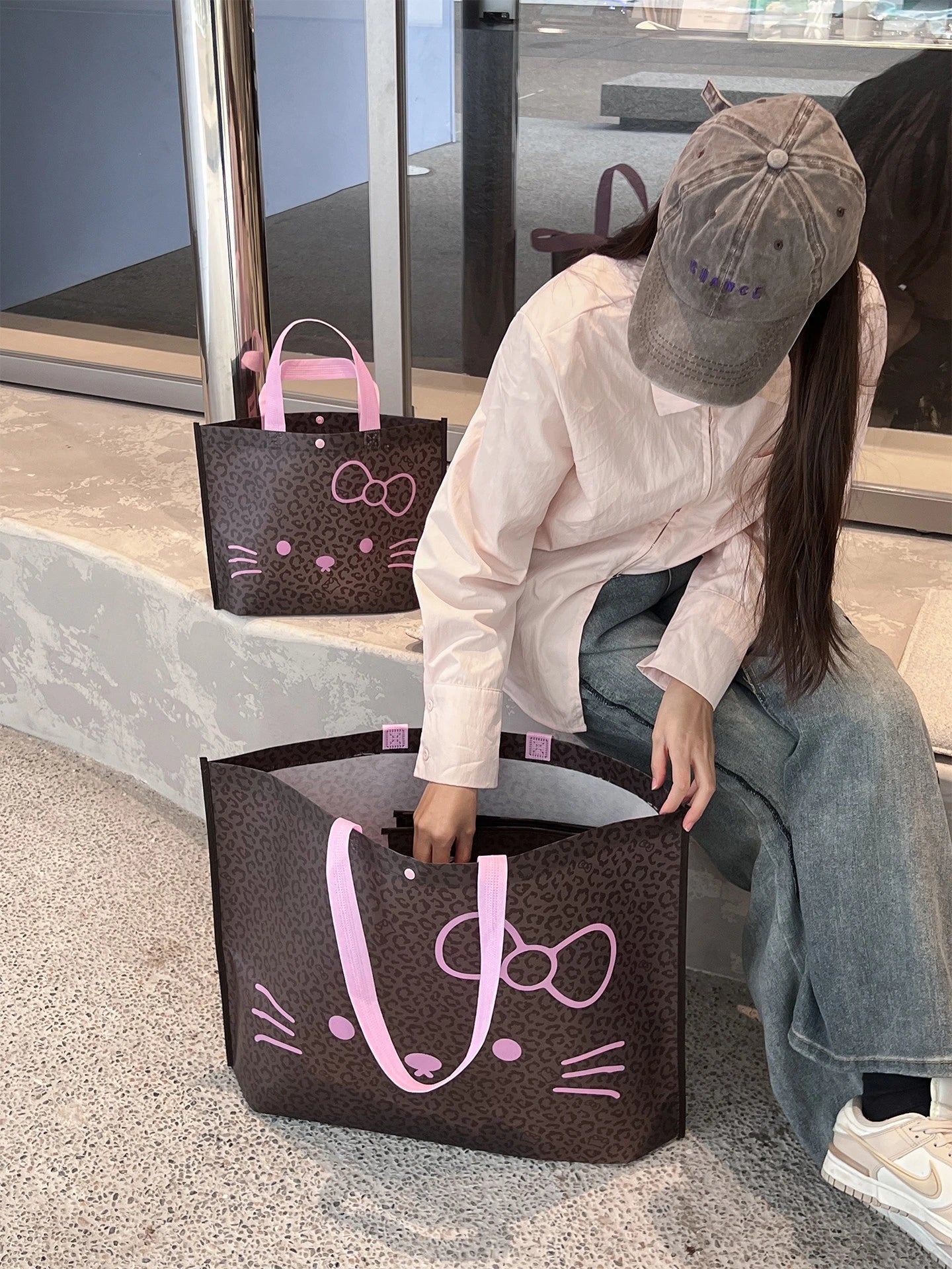 Laminated Leopard Print Non-Woven Tote Bags — 3 Styles product view 1