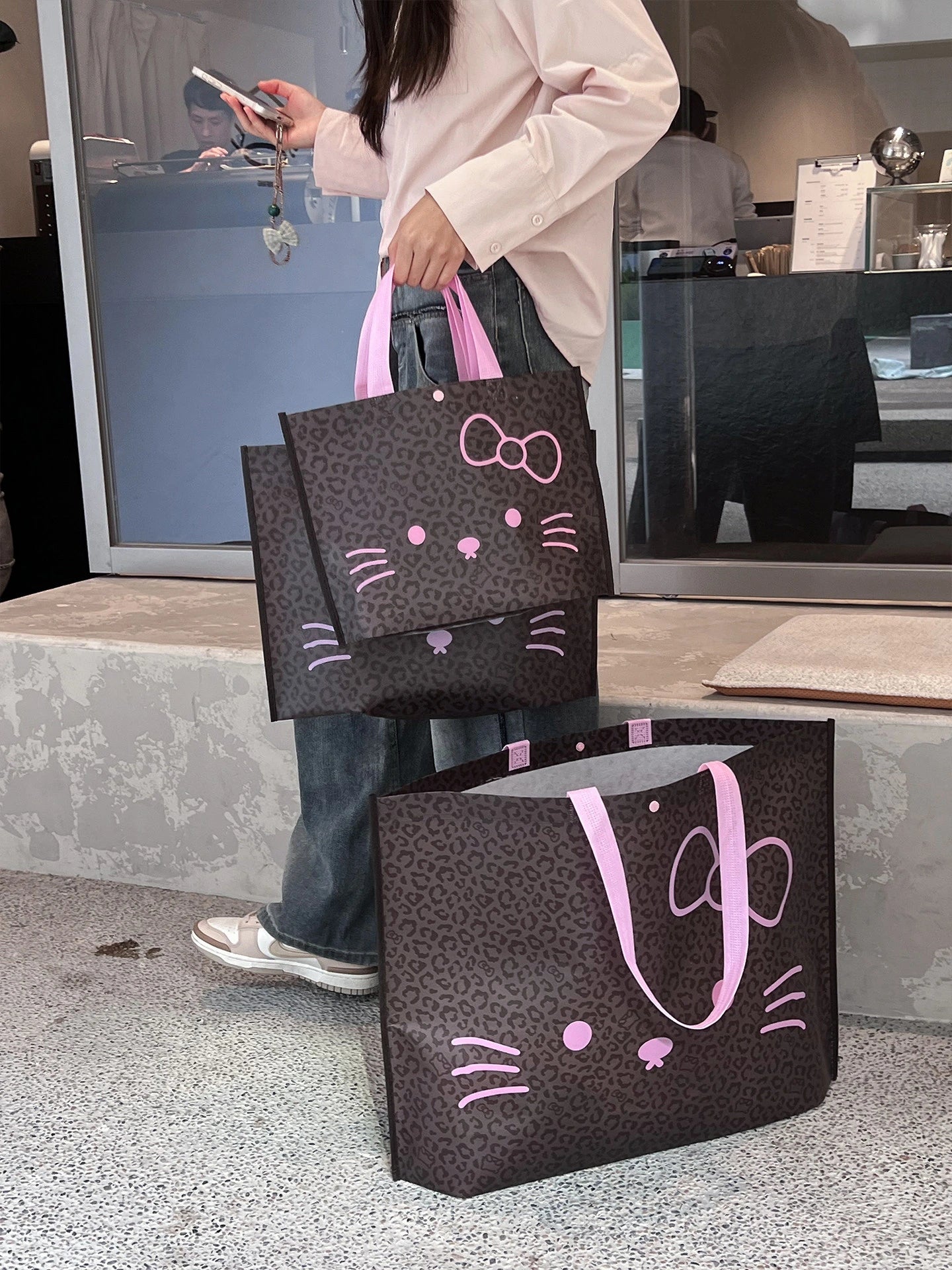 Laminated Leopard Print Non-Woven Tote Bags — 3 Styles product view 2
