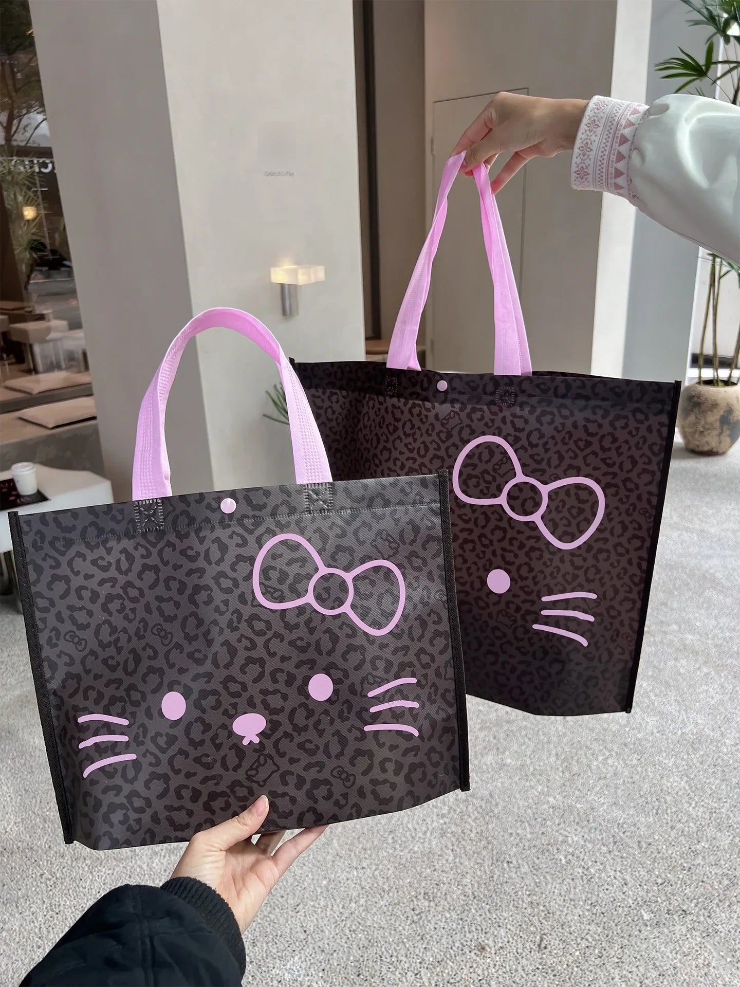 Laminated Leopard Print Non-Woven Tote Bags — 3 Styles product view 3