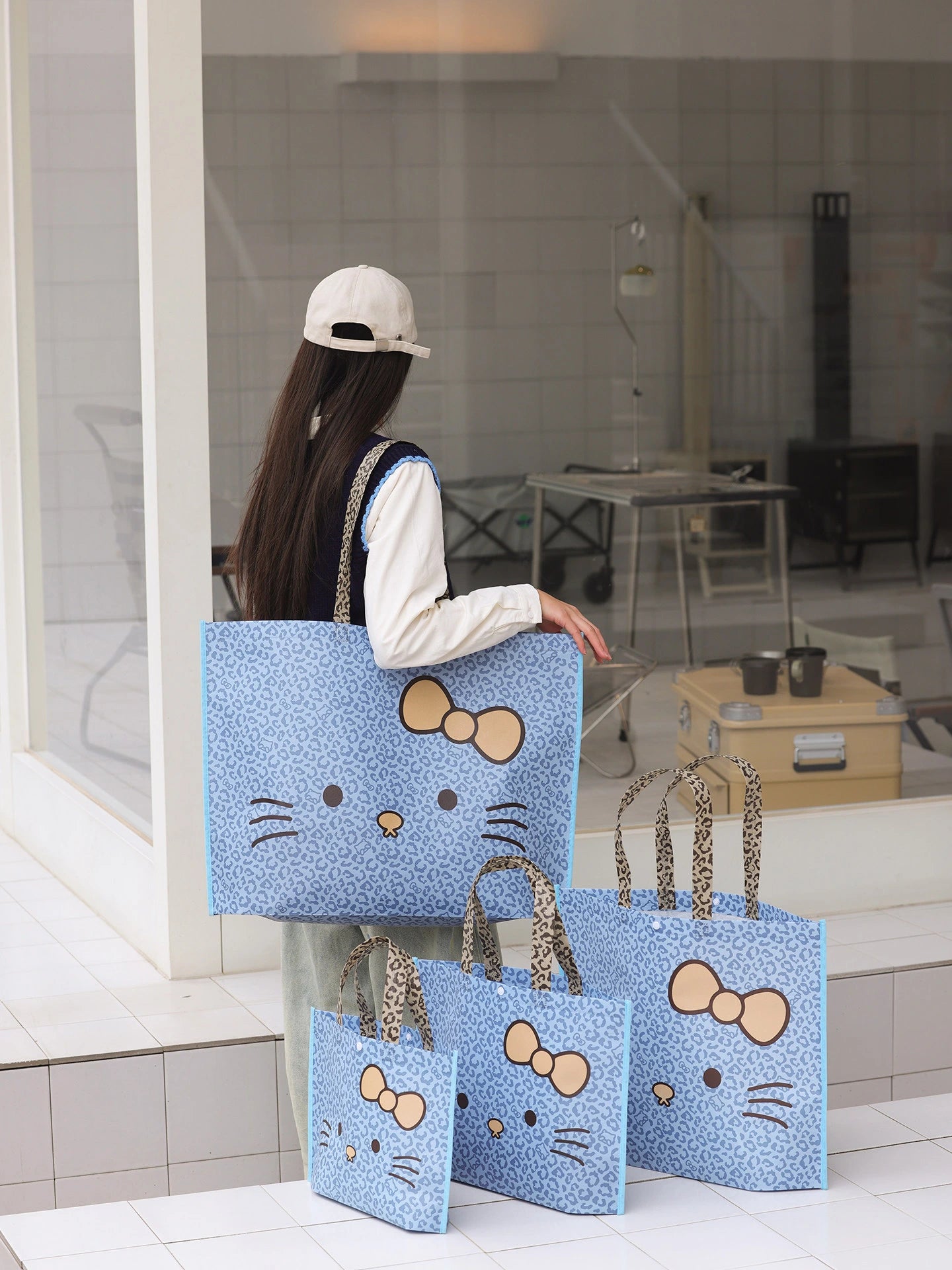 Laminated Leopard Print Stitched Non-Woven Tote Bags — 6 Styles product view 1