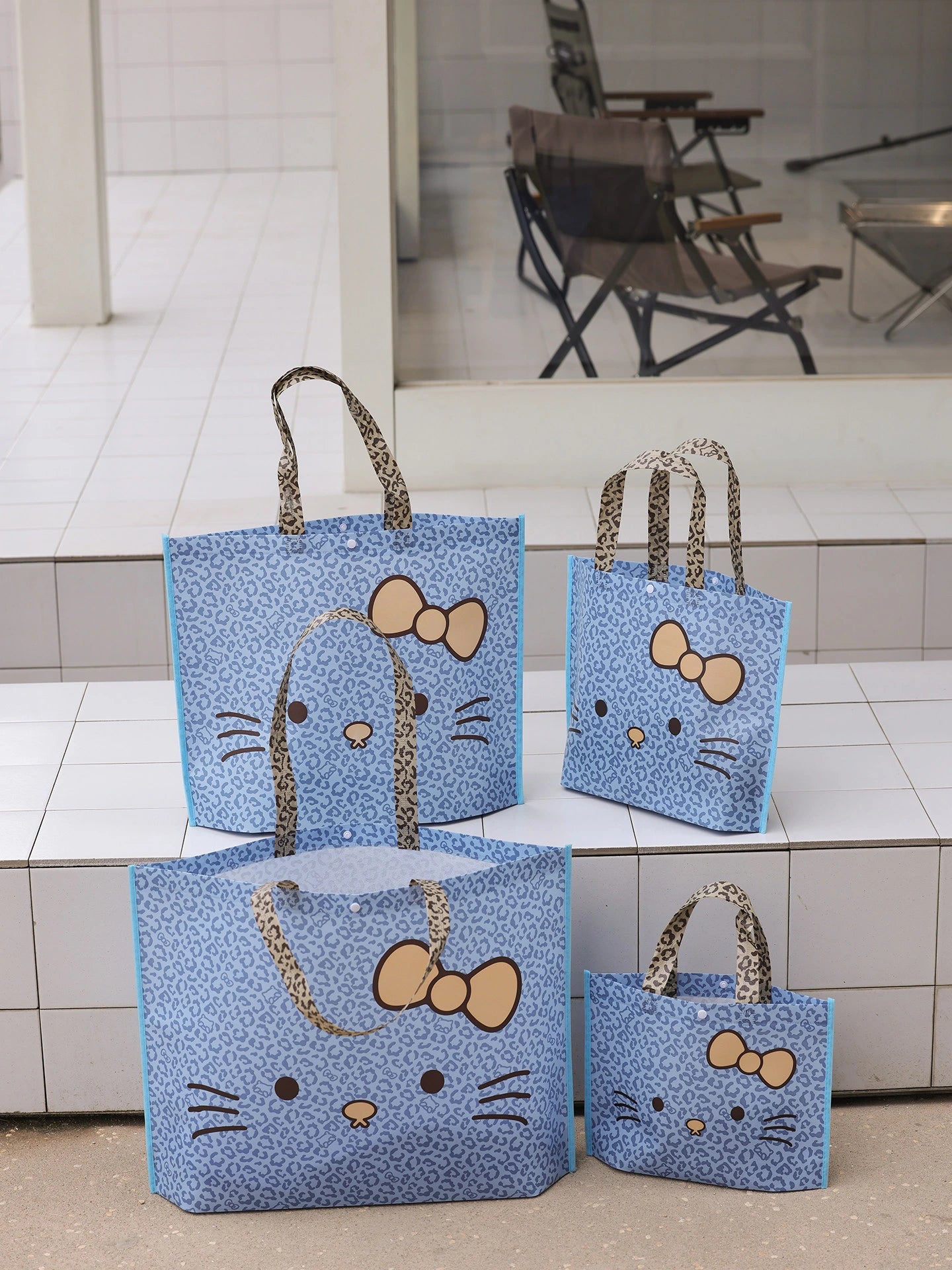 Laminated Leopard Print Stitched Non-Woven Tote Bags — 6 Styles product view 3