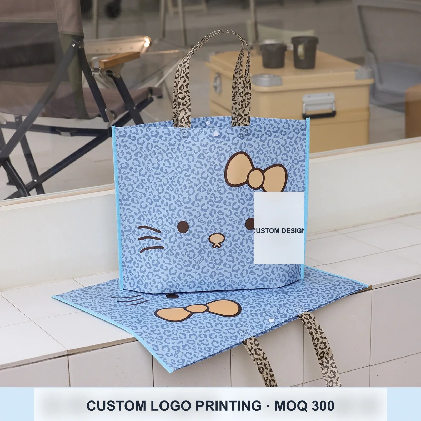 Laminated Leopard Print Stitched Non-Woven Tote Bags — 6 Styles — Laminated — BlueCat Print