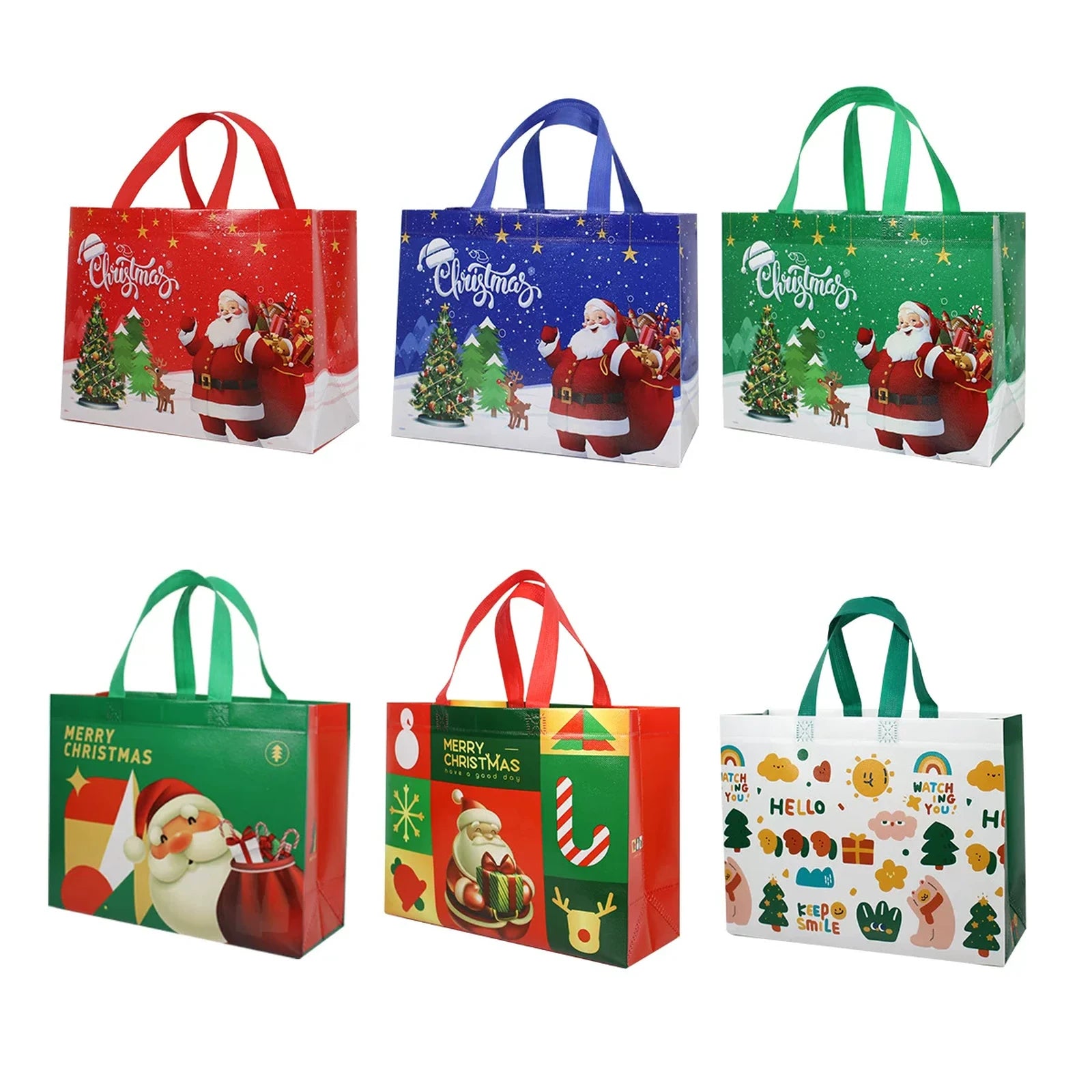 Laminated Non-Woven Christmas Gift Bags – 10-Pack – product view