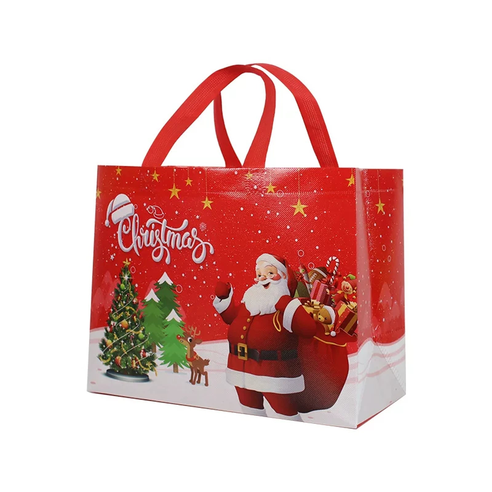 Laminated Non-Woven Christmas Gift Bags – 10-Pack – product view