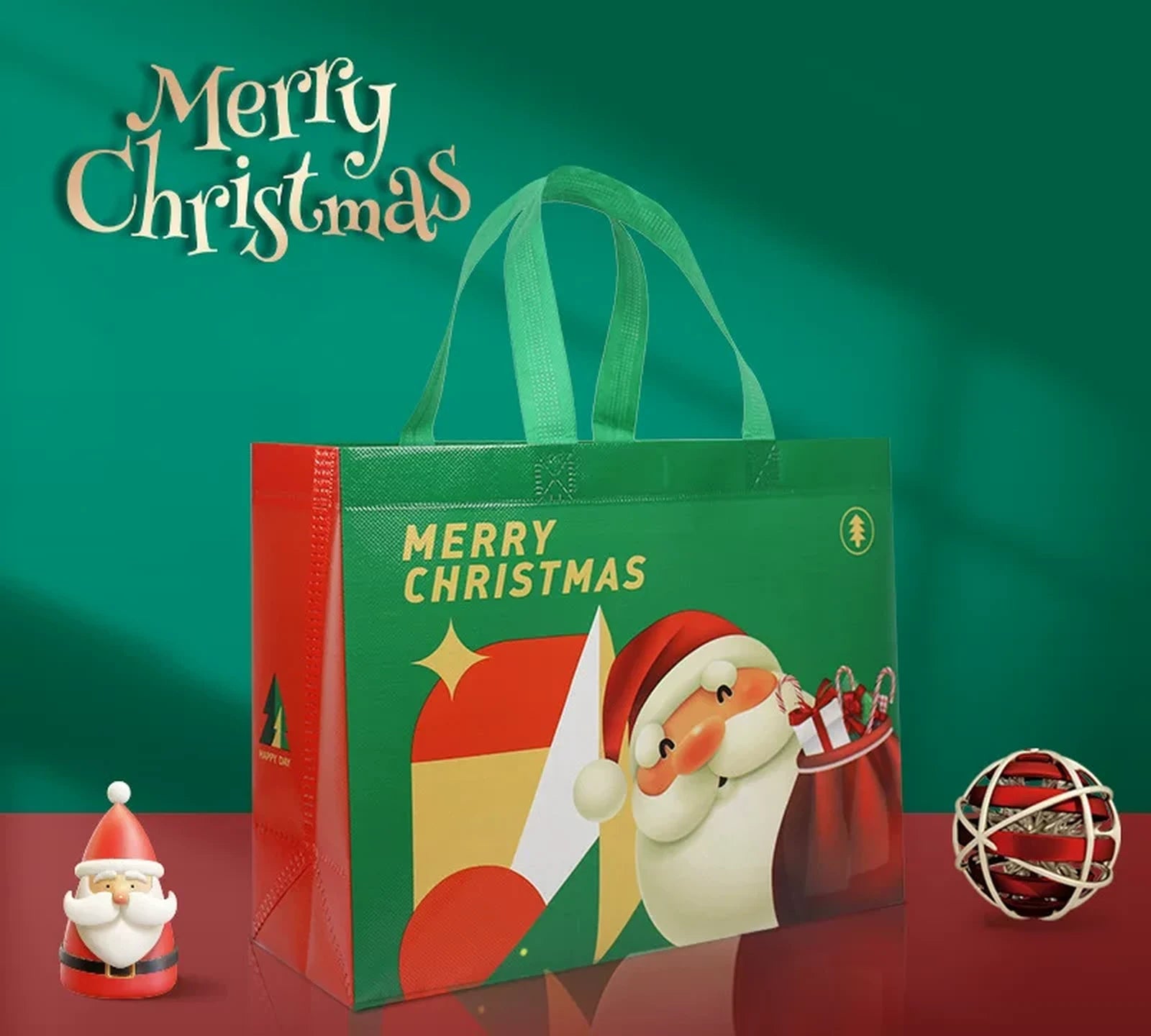 Laminated Non-Woven Christmas Gift Bags – 10-Pack – sample variant