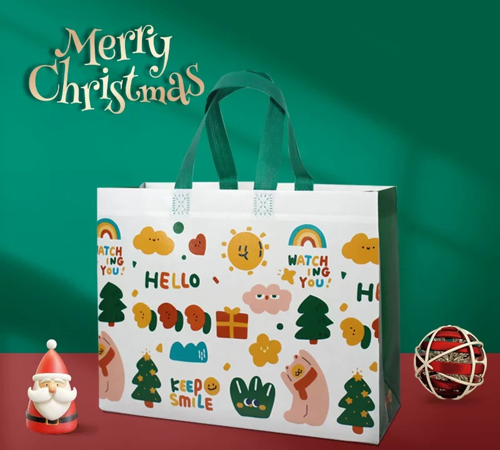 Laminated Non-Woven Christmas Gift Bags – 10-Pack – sample variant