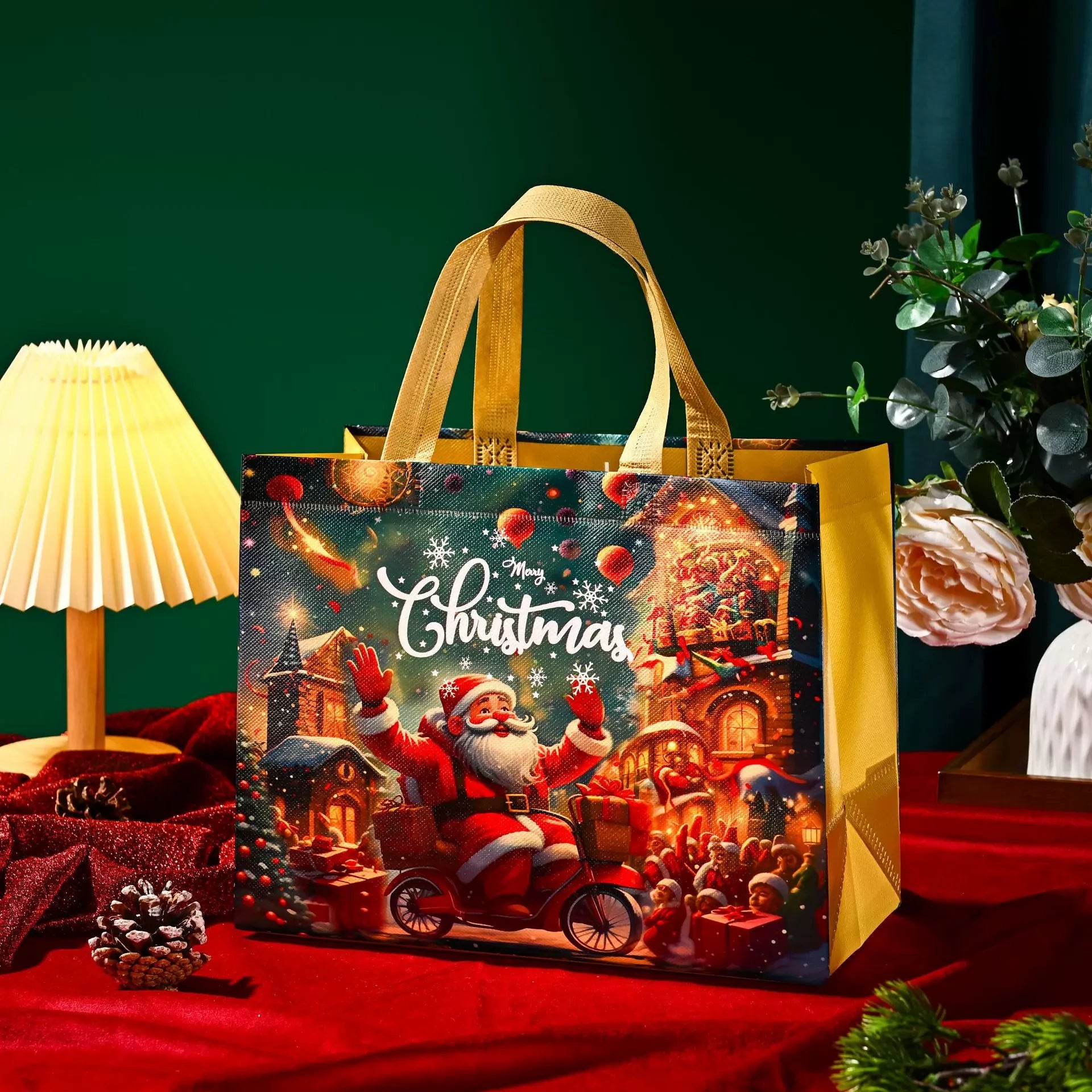 Laminated Non-Woven Christmas Gift Bags – 10-Pack – sample variant