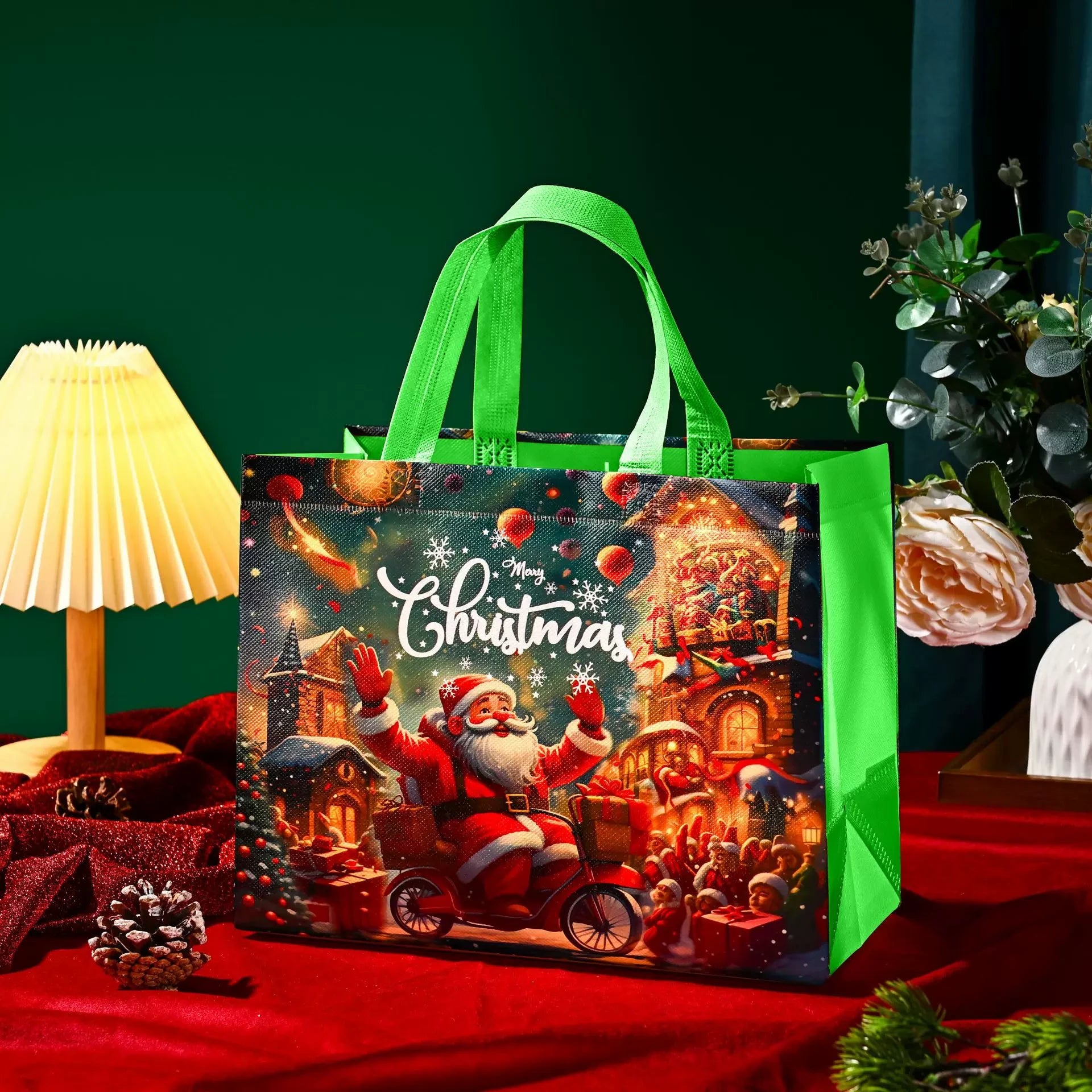 Laminated Non-Woven Christmas Gift Bags – 10-Pack – sample variant