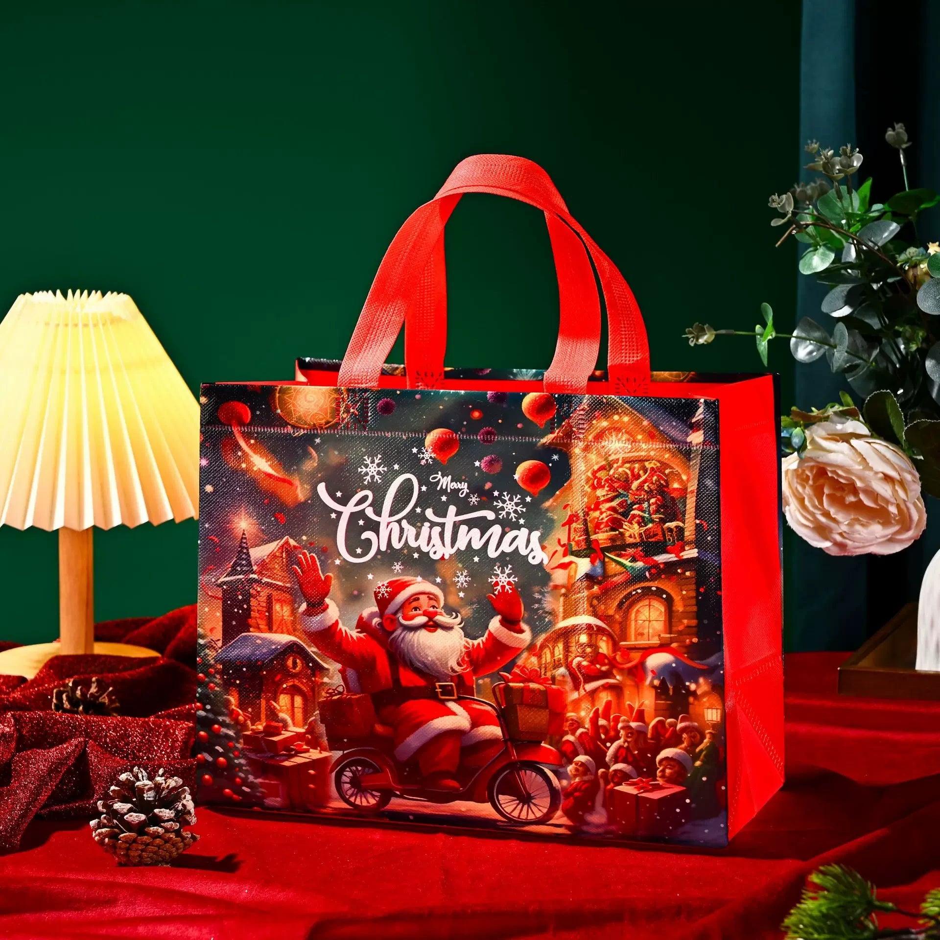 Laminated Non-Woven Christmas Gift Bags – 10-Pack – sample variant