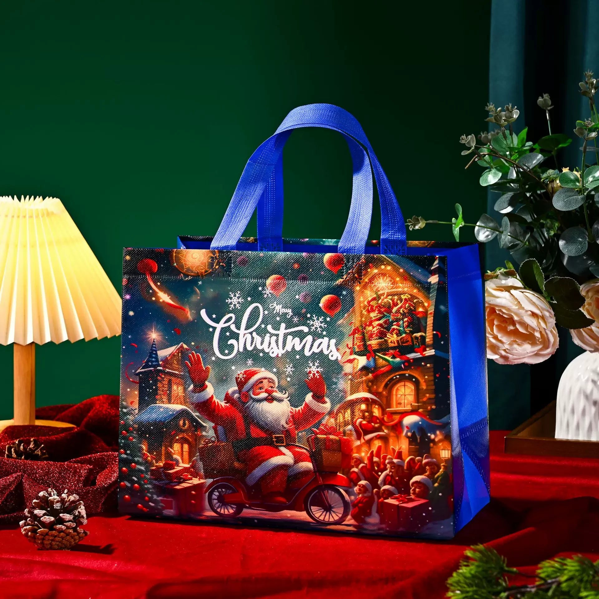 Laminated Non-Woven Christmas Gift Bags – 10-Pack – sample variant