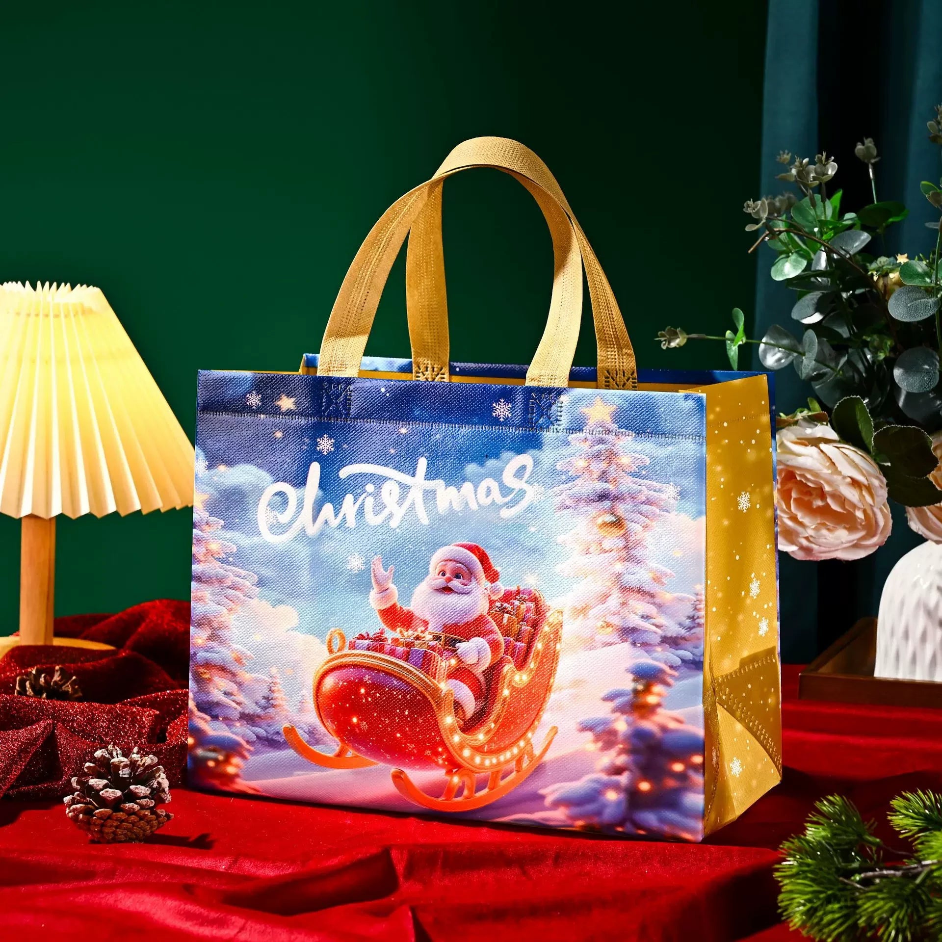 Laminated Non-Woven Christmas Gift Bags – 10-Pack – sample variant