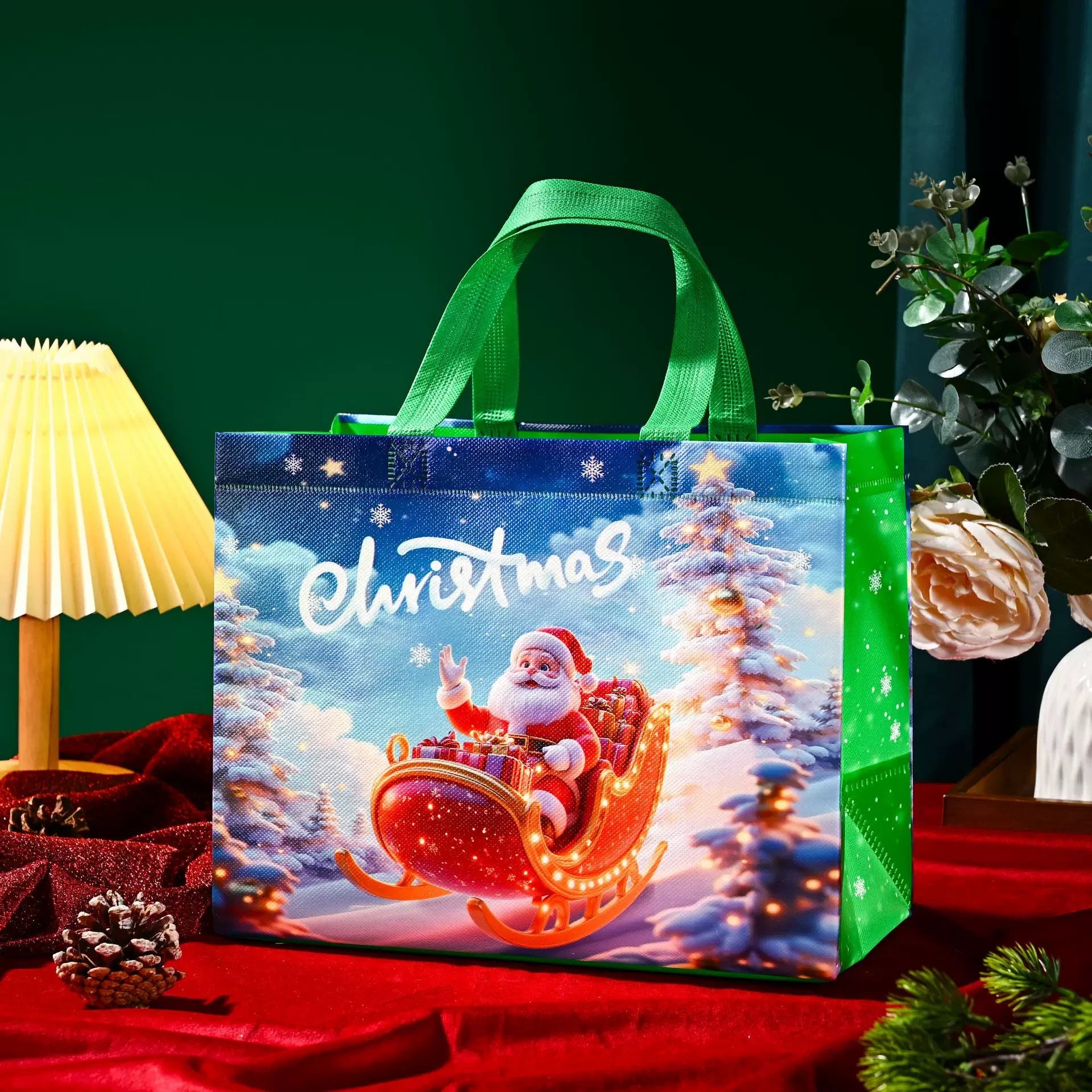 Laminated Non-Woven Christmas Gift Bags – 10-Pack – sample variant