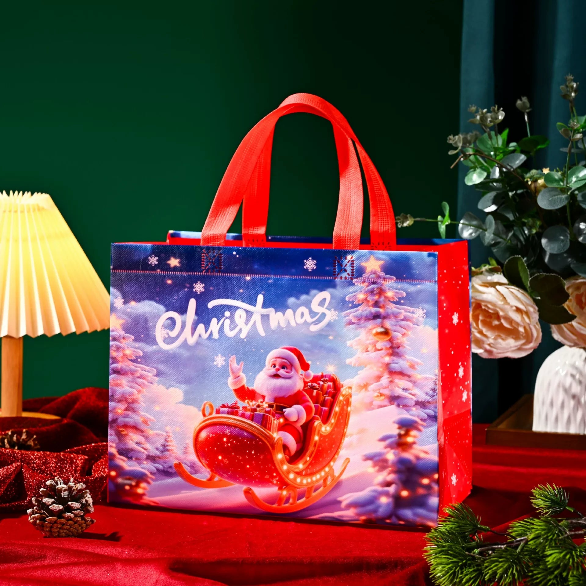 Laminated Non-Woven Christmas Gift Bags – 10-Pack – sample variant