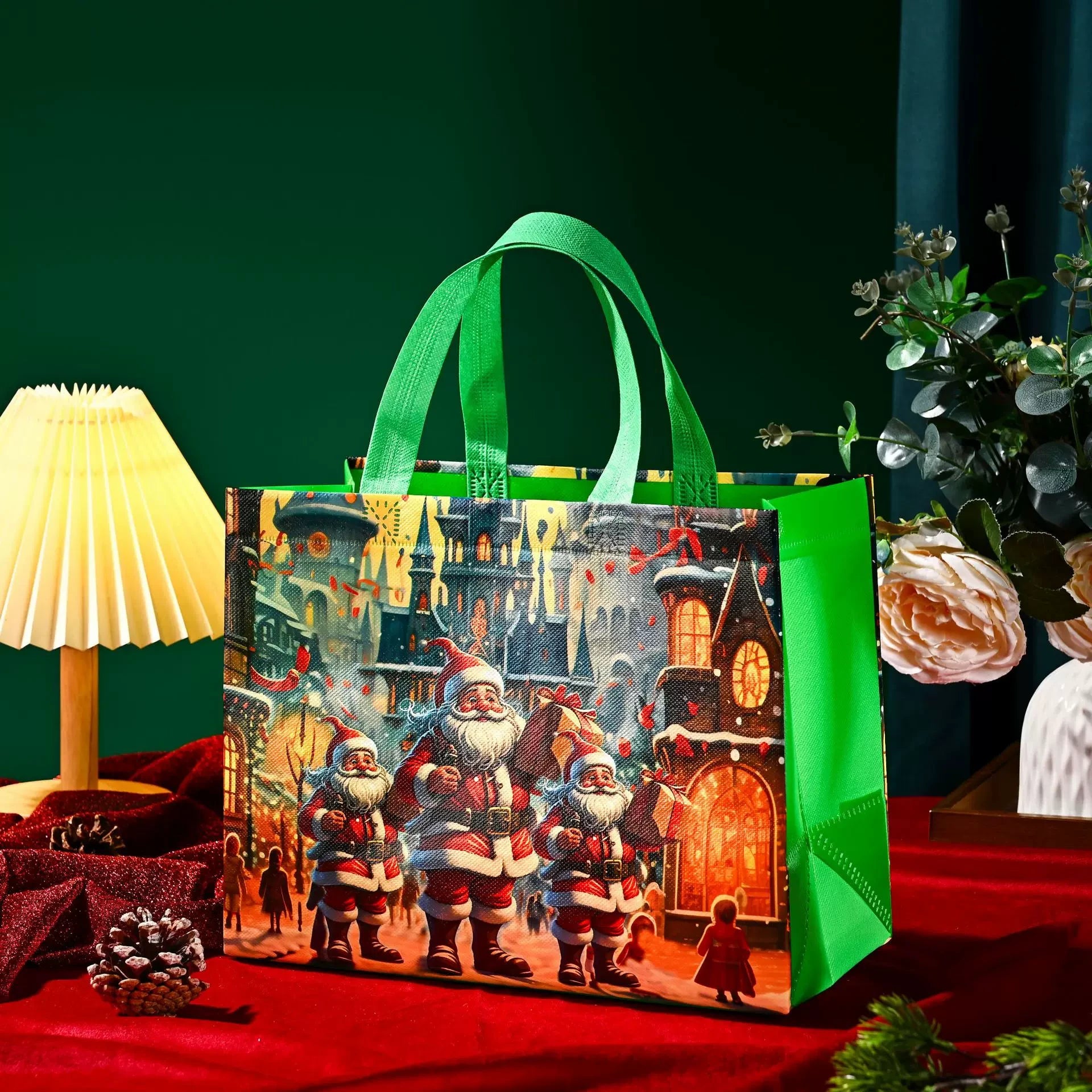 Laminated Non-Woven Christmas Gift Bags – 10-Pack – sample variant