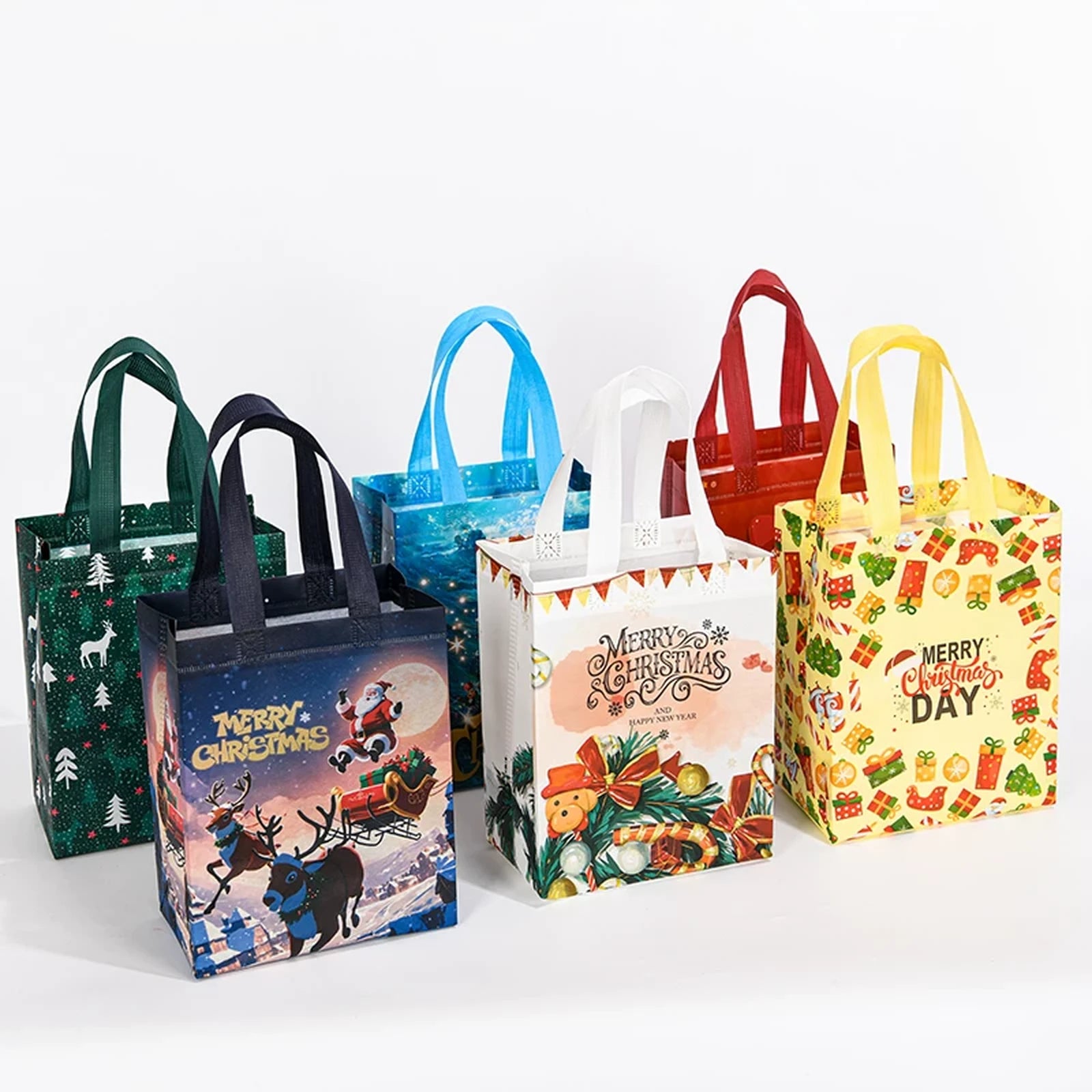 Laminated Non-Woven Christmas Gift Bags with Handles – product view