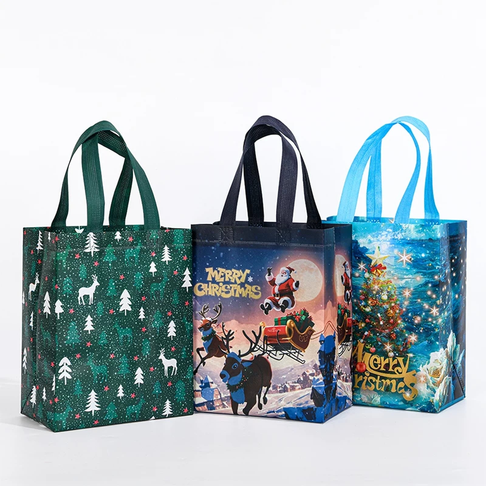 Laminated Non-Woven Christmas Gift Bags with Handles – product view