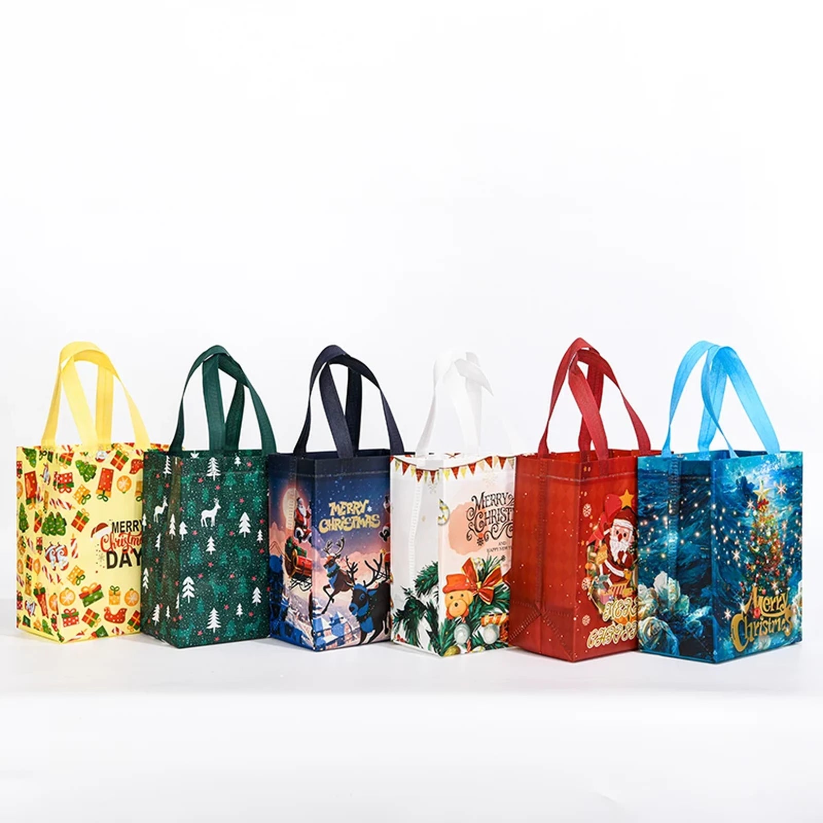 Laminated Non-Woven Christmas Gift Bags with Handles – product view