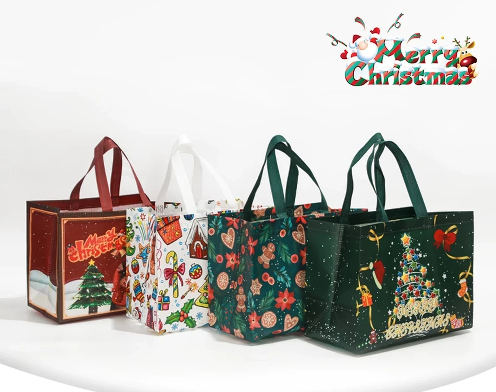 Laminated Non-Woven Christmas Shopping Gift Bags – product view
