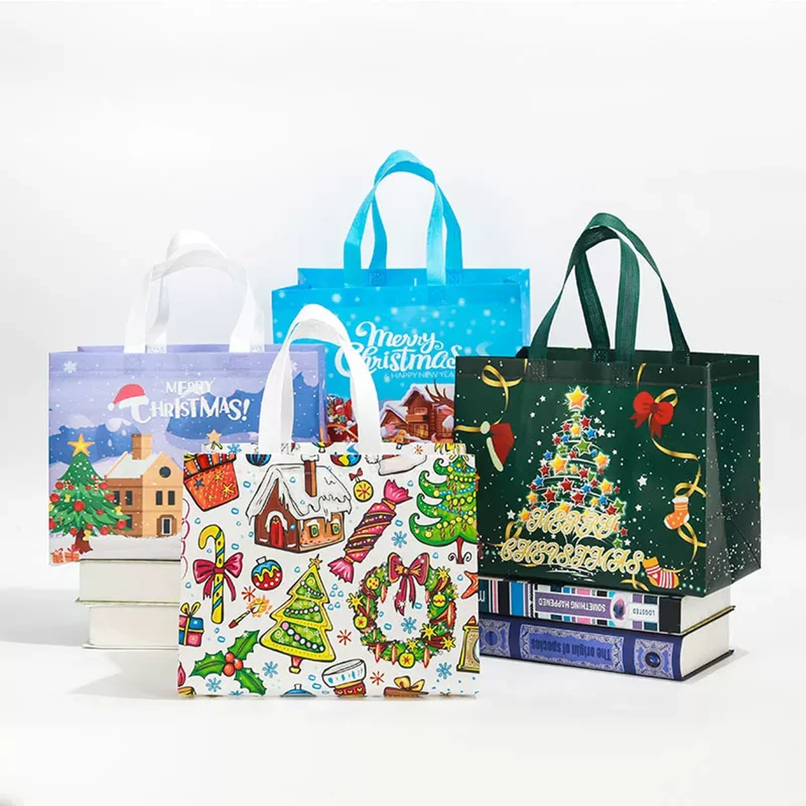 Laminated Non-Woven Christmas Shopping Gift Bags – product view