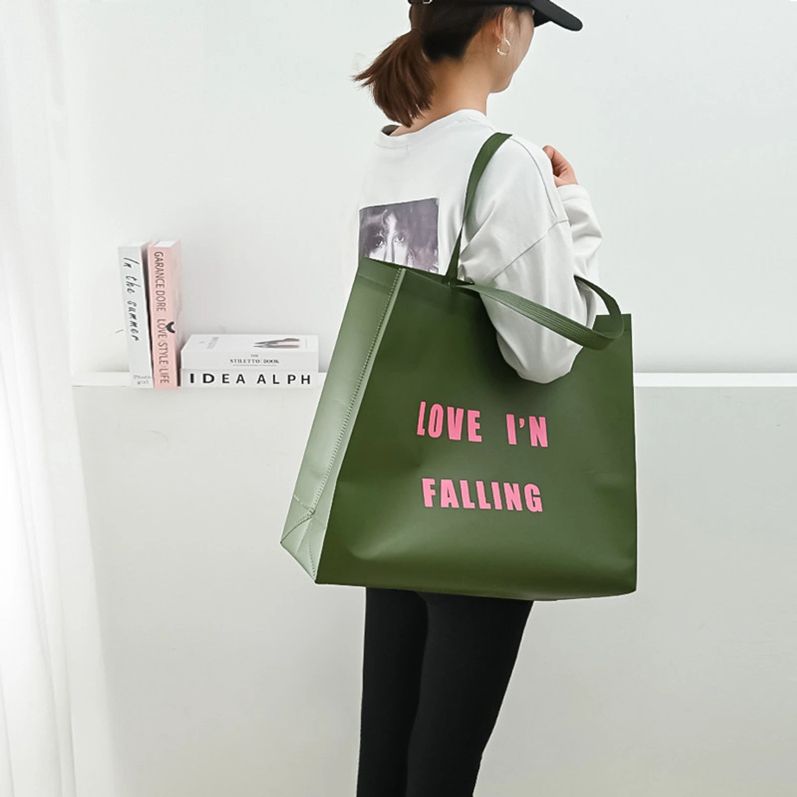 Laminated Non-Woven Tote Bags — 1 Style — Laminated Olive Green