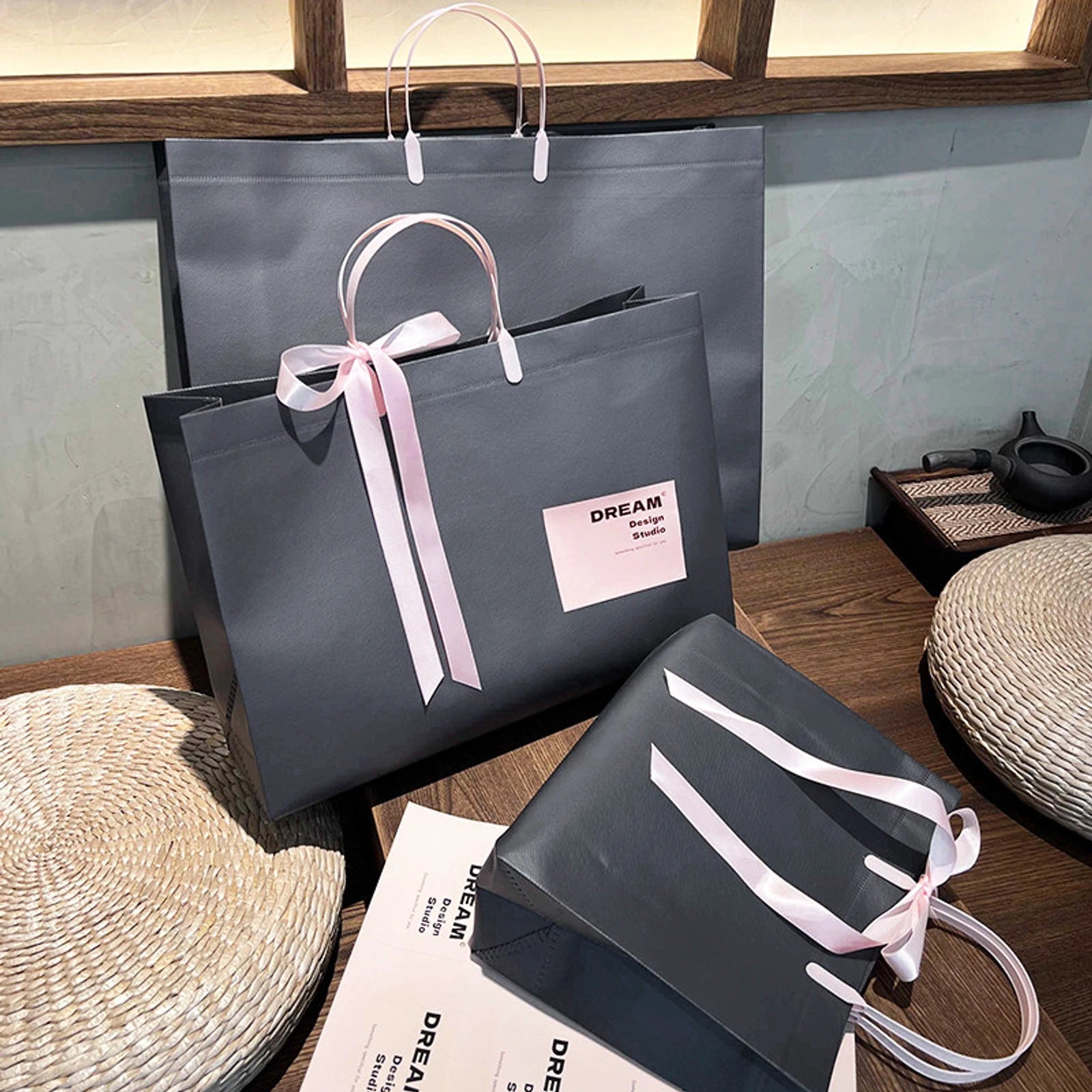 Laminated Non-Woven Tote Bags — 1 Style — Laminated — Premium Gray