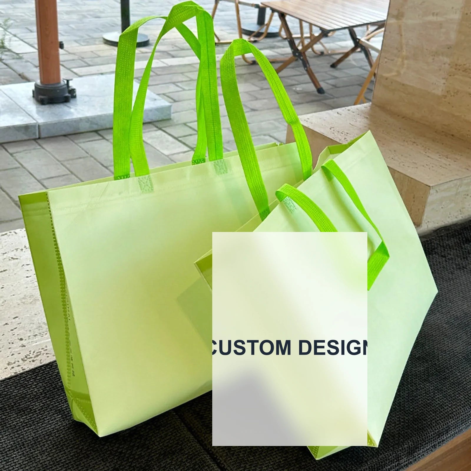 Laminated Non-Woven Tote Bags — 1 Style — Mint Green