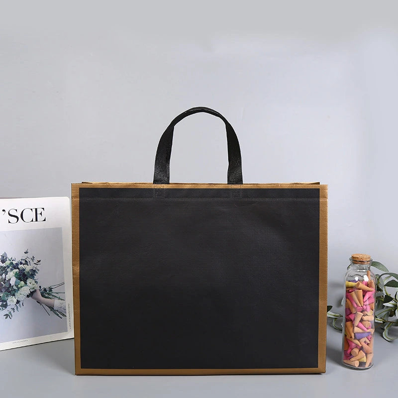 Black Gold-Frame Print laminated non-woven tote bags — 19 designs
