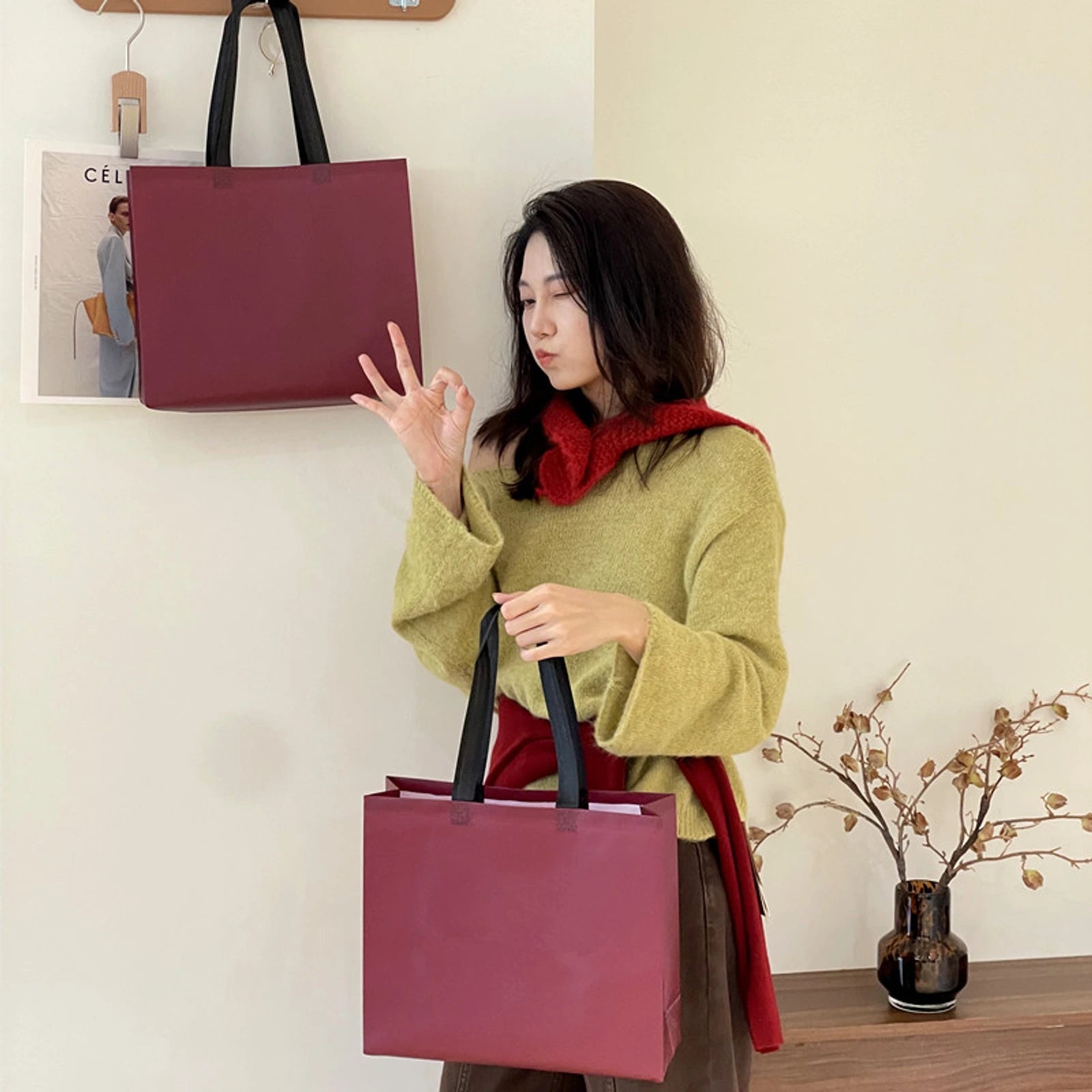 Laminated Non-Woven Tote Bags — 2 Styles — Ancora Red