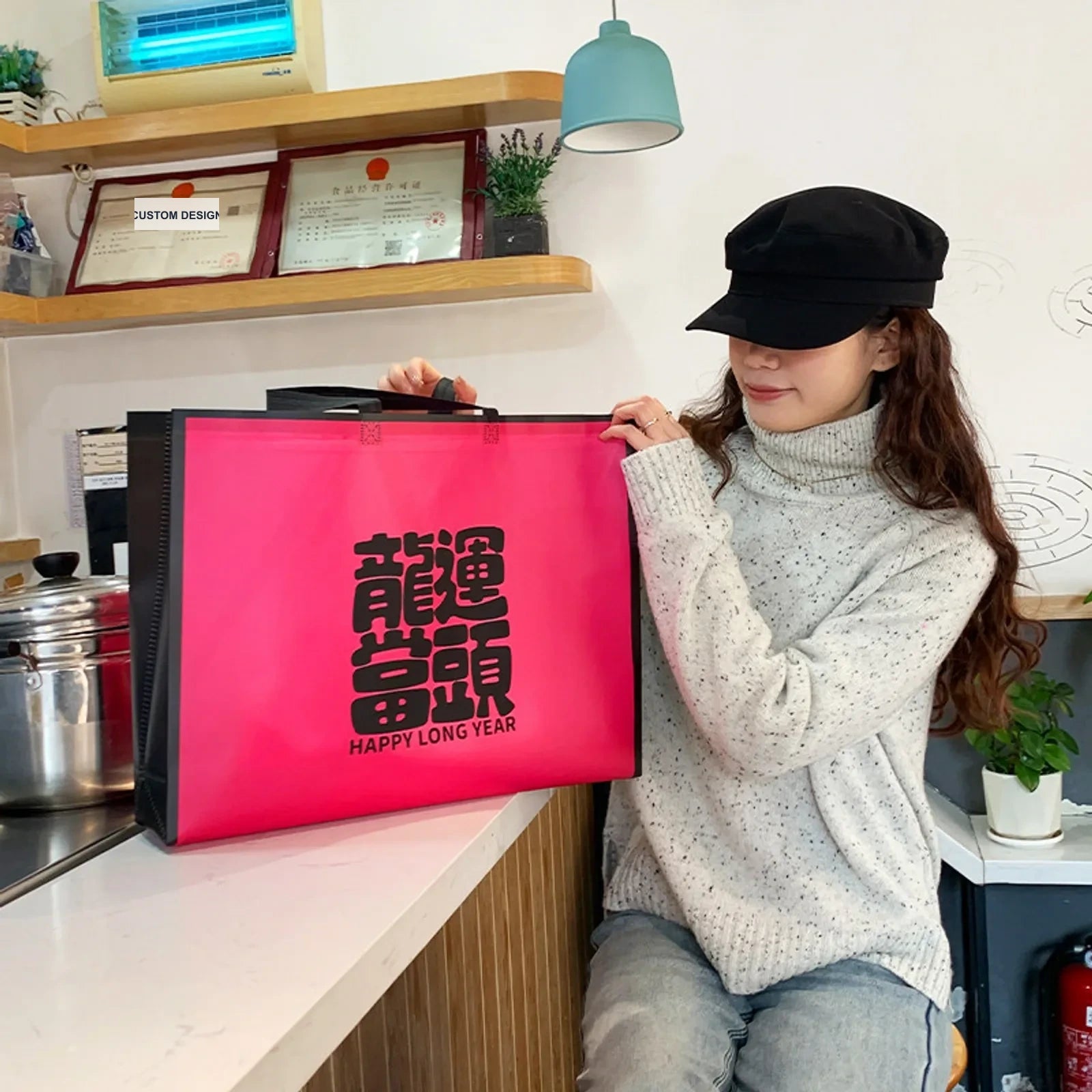 Laminated Non-Woven Tote Bags — 4 Styles — Dragon Fortune Print