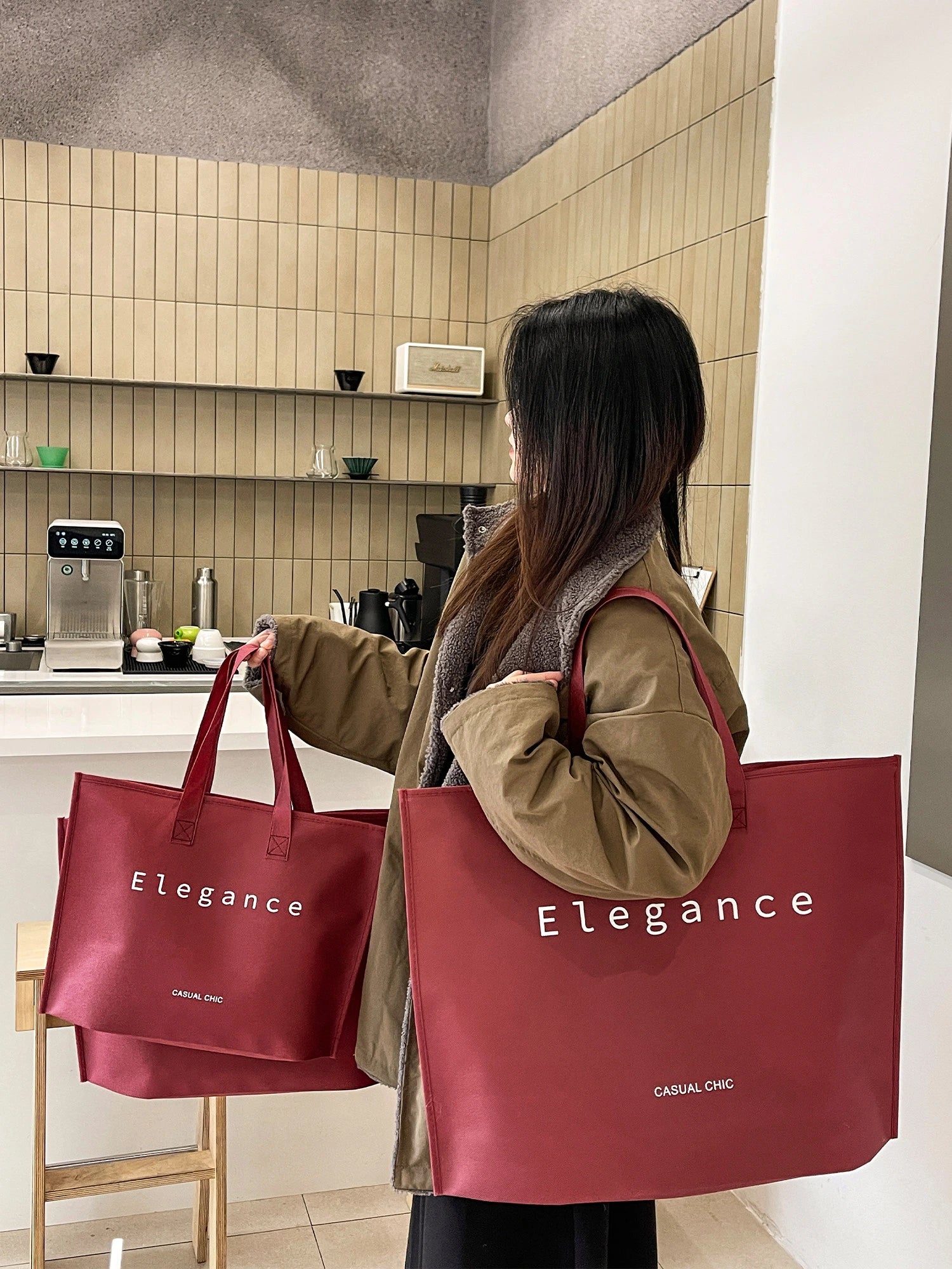 Large-Capacity Ancora-Red Non-Woven Tote Bags — 10 Styles product view 1