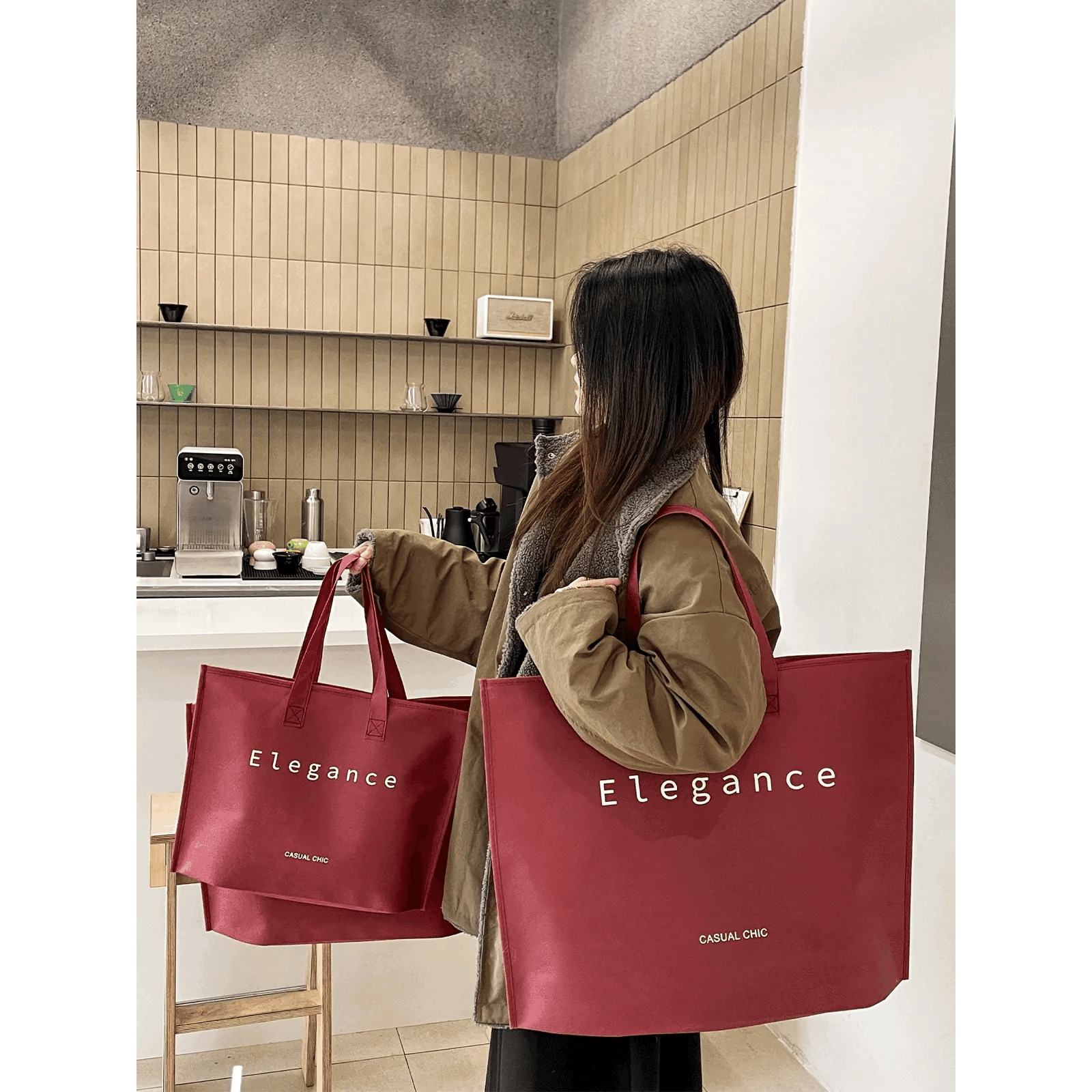 Large-Capacity Ancora-Red Non-Woven Tote Bags — 10 Styles animated product view 1