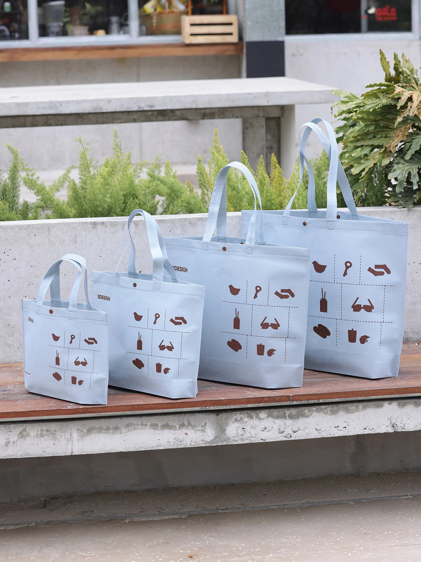 Large-Capacity Haze-Blue Non-Woven Tote Bags — 14 Styles product view 5