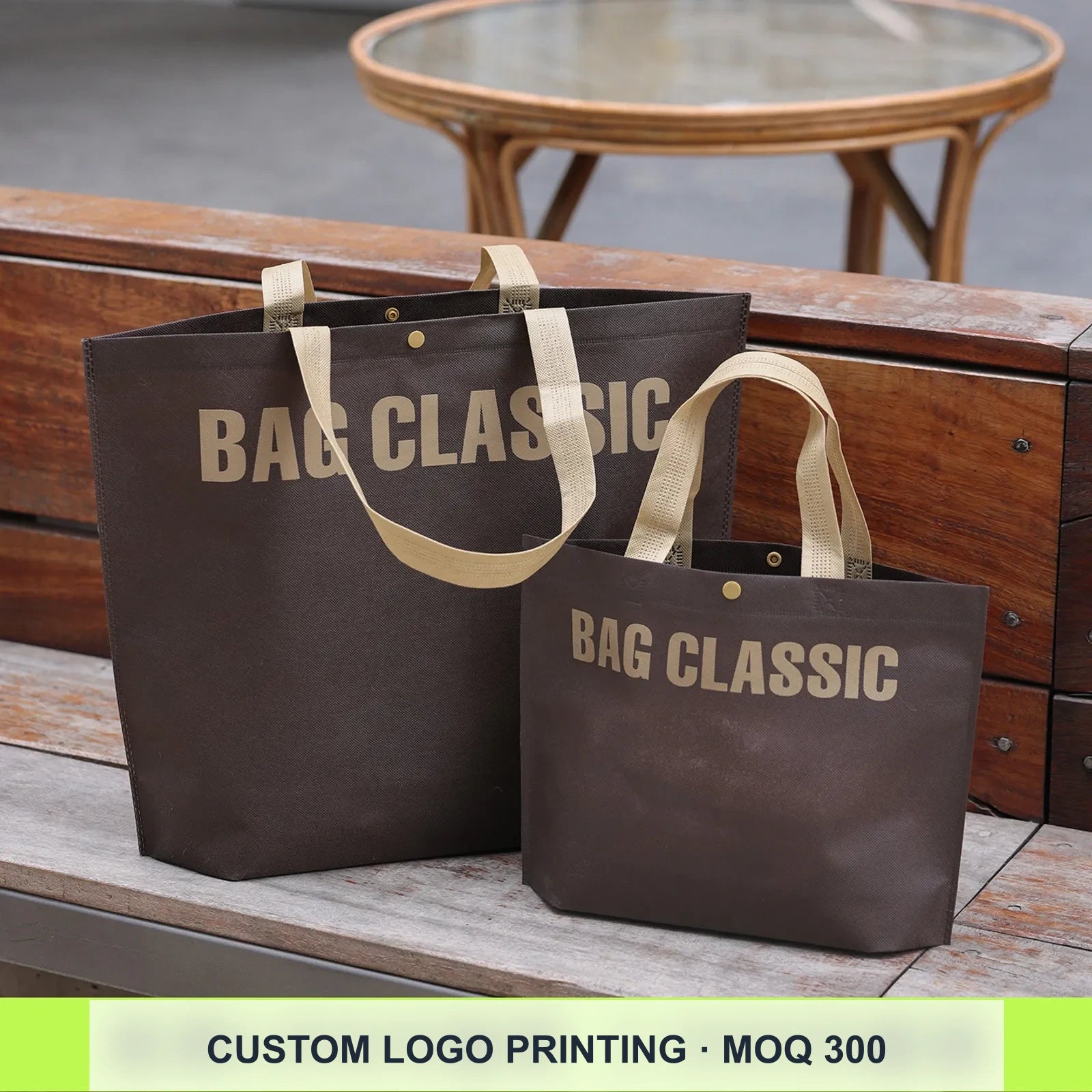 Large-Capacity Haze-Blue Non-Woven Tote Bags — 14 Styles — Large — Capacity — Coffee Brown & Khaki