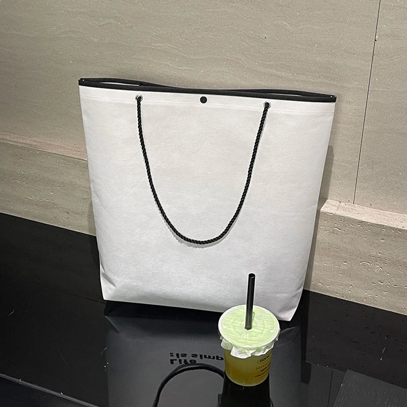 Large-Capacity Non-Woven Tote Bags — 10 Styles — Bucket Tote — White Plain