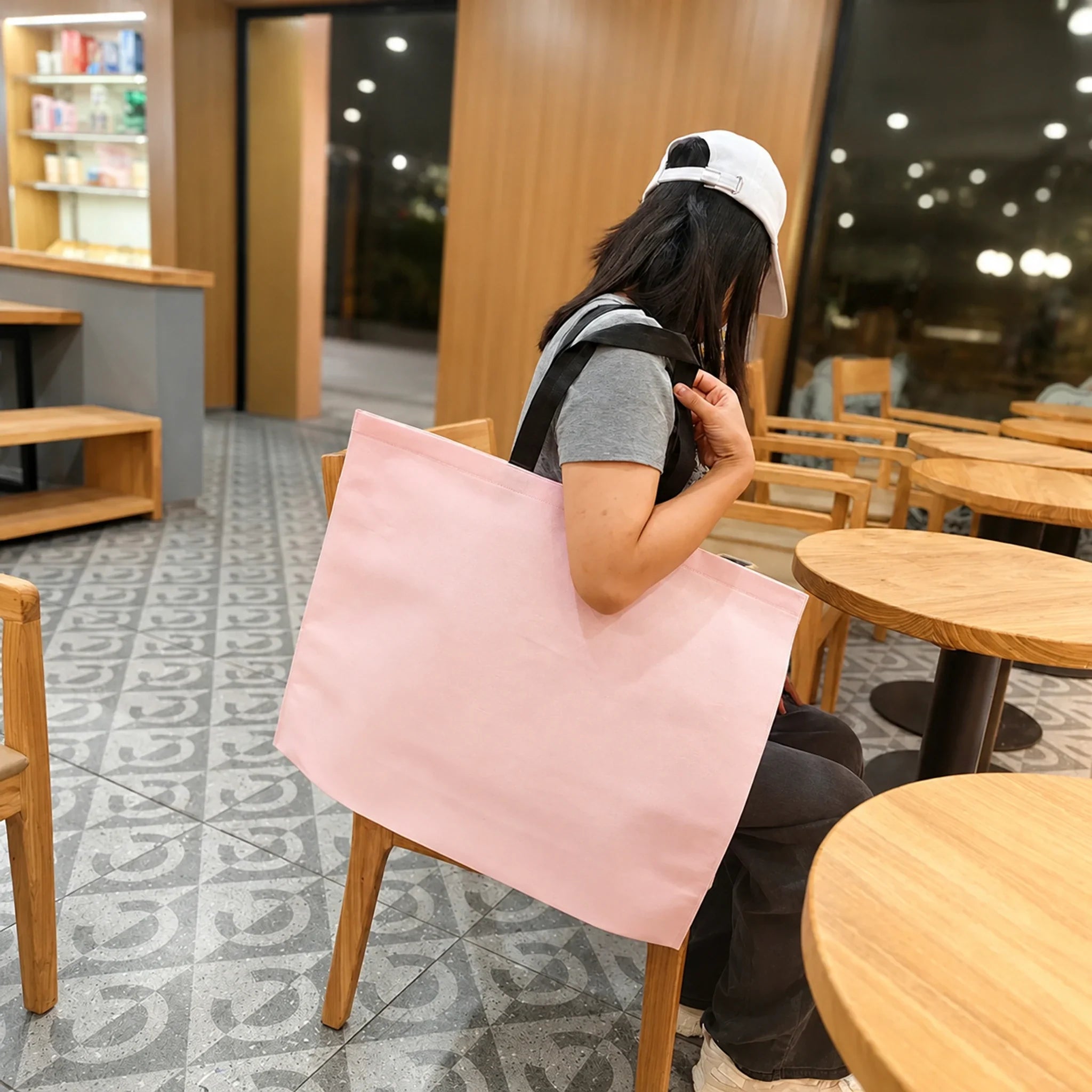 Pink Plain large-capacity non-woven tote bags — 11 styles