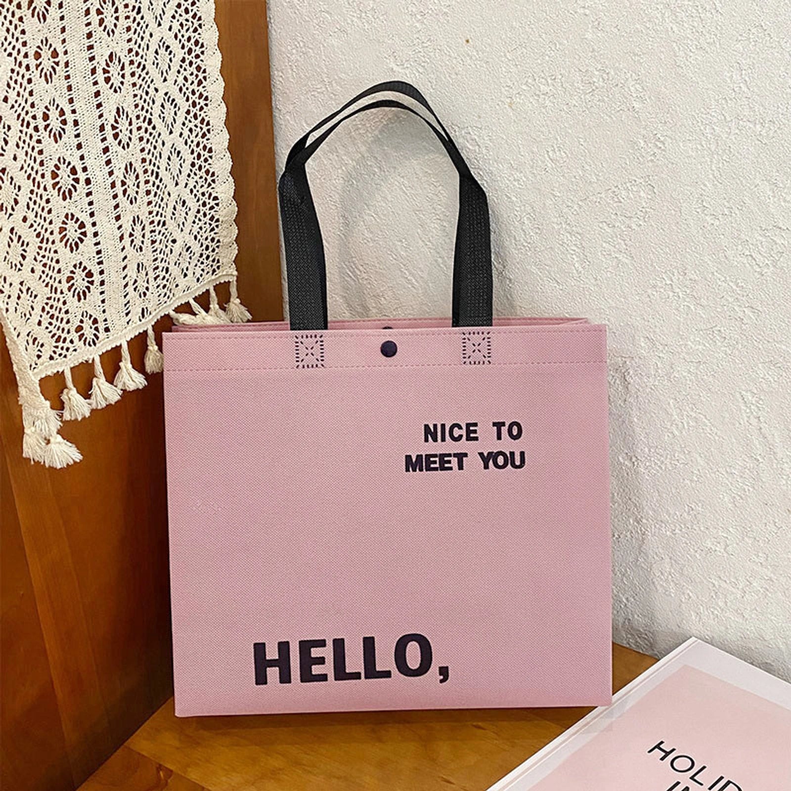Large-Capacity Non-Woven Tote Bags — 12 Styles — HELLO.Light Purple Tote