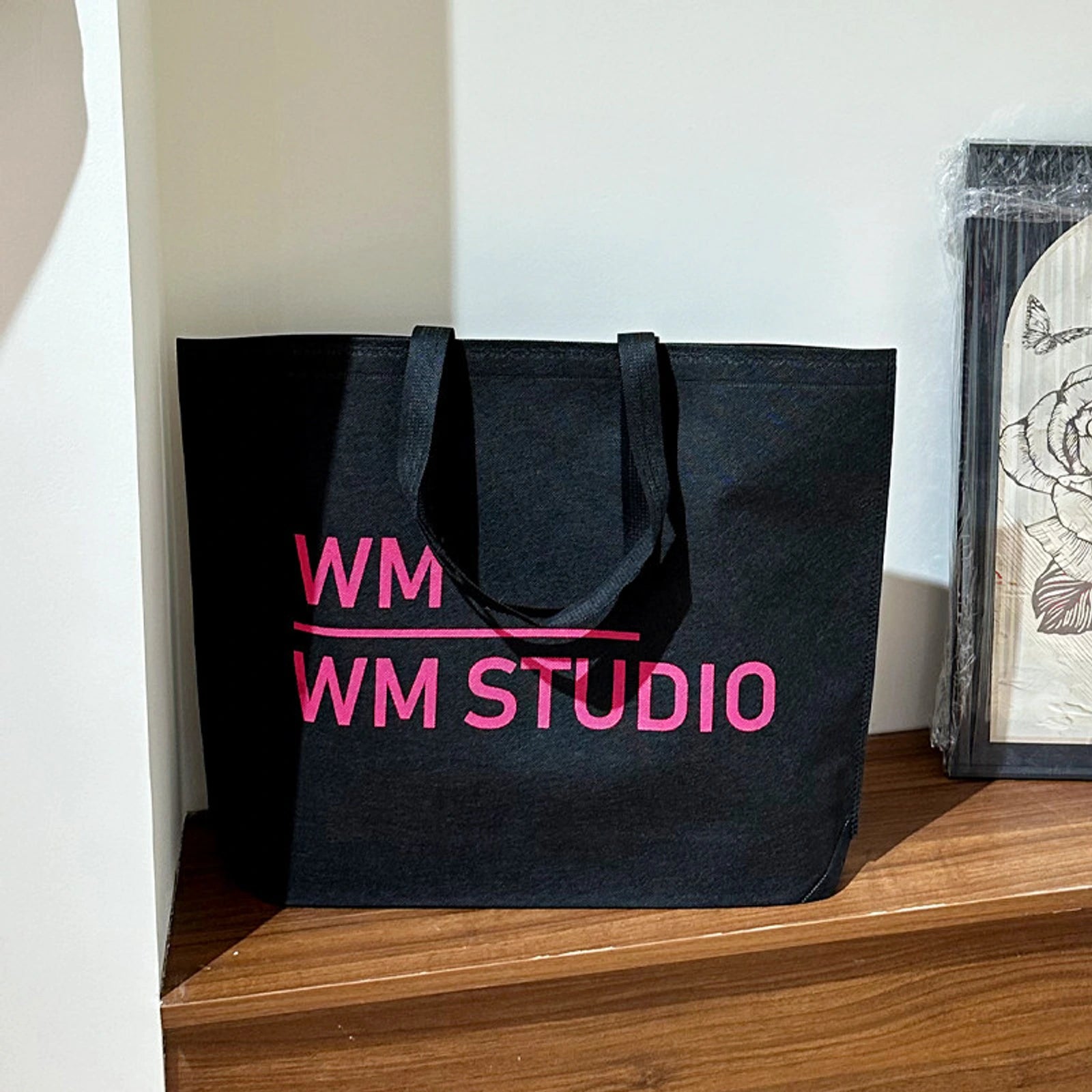 Large-Capacity Non-Woven Tote Bags — 2 Styles — Black — WM Print