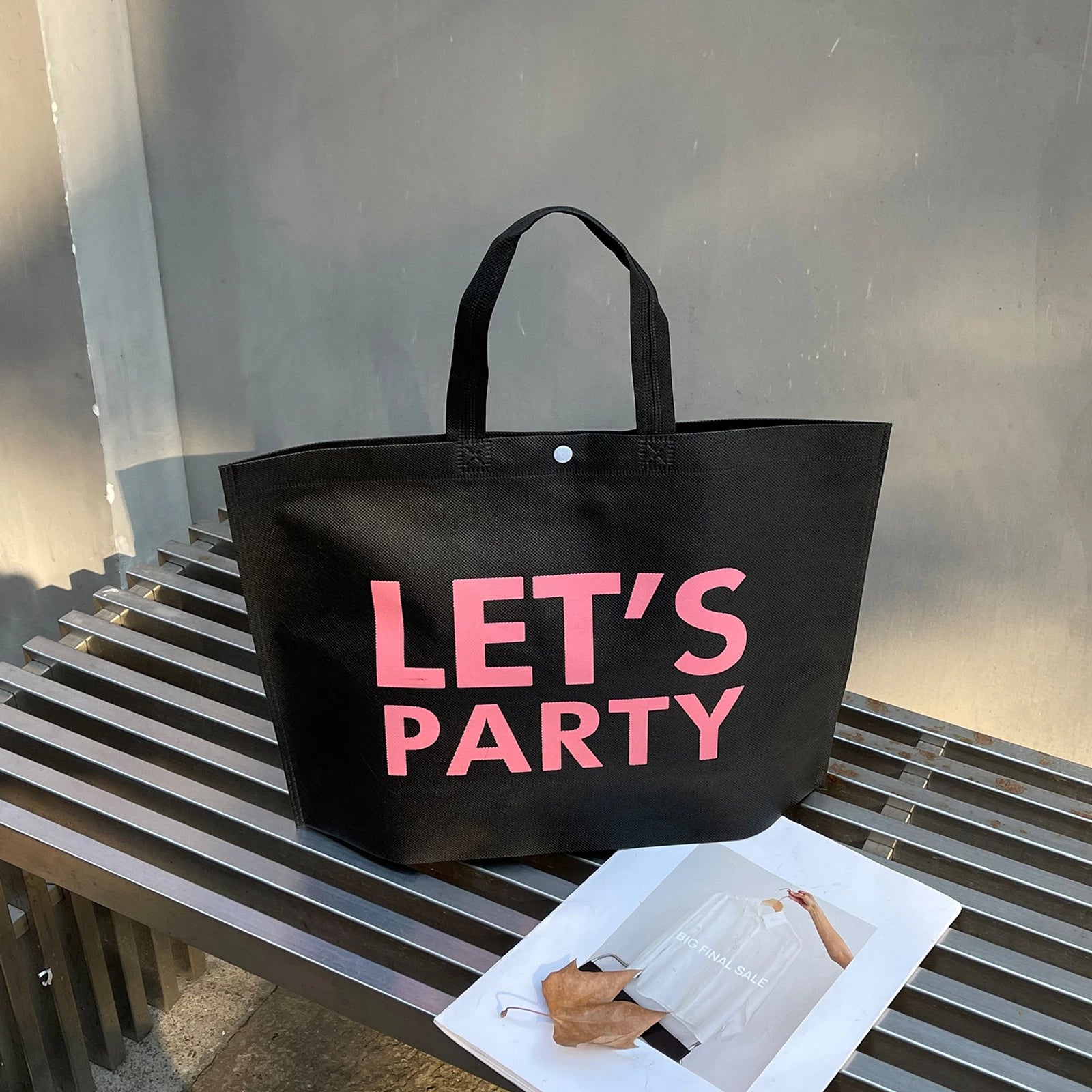 Large-Capacity Non-Woven Tote Bags — 22 Styles — LETBlack Shoulder Carry Gusseted Tote