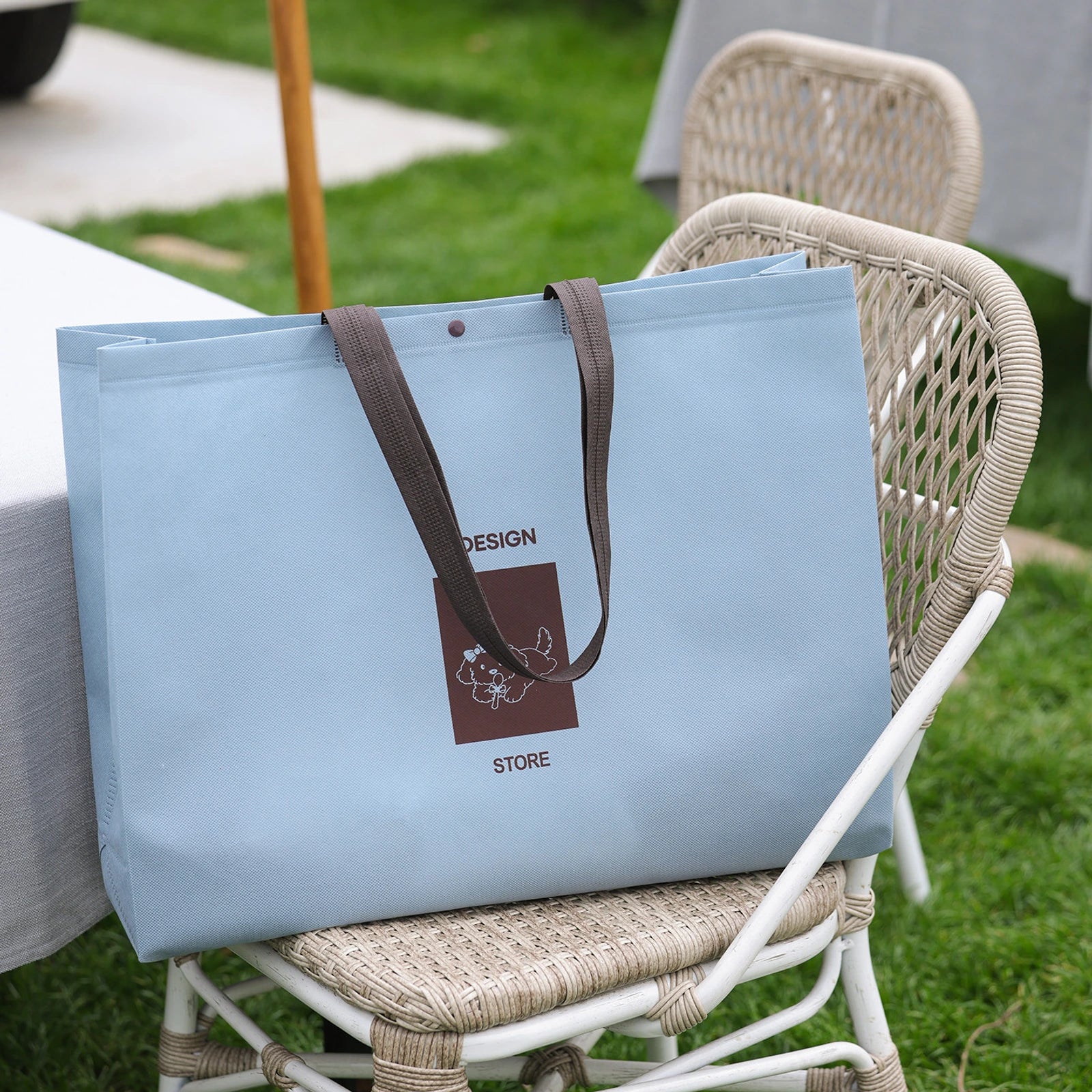 Large-Capacity Non-Woven Tote Bags — 8 Styles — Gusseted — Haze Blue