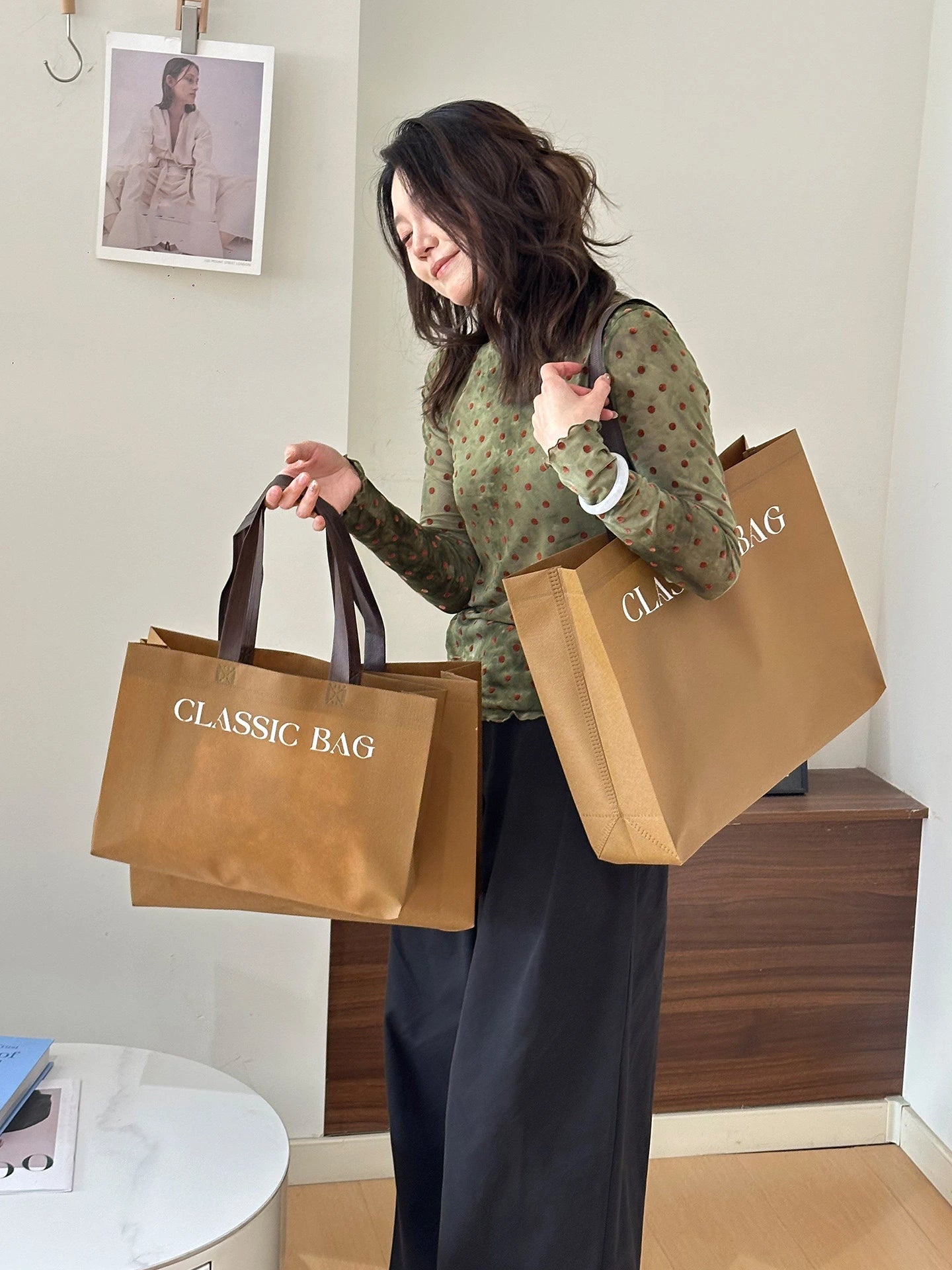 Latte Brown Non-Woven Tote Bags — 2 Styles product view 1