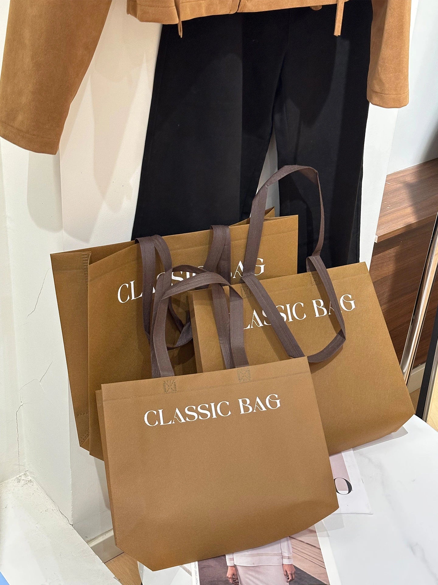 Latte Brown Non-Woven Tote Bags — 2 Styles product view 2