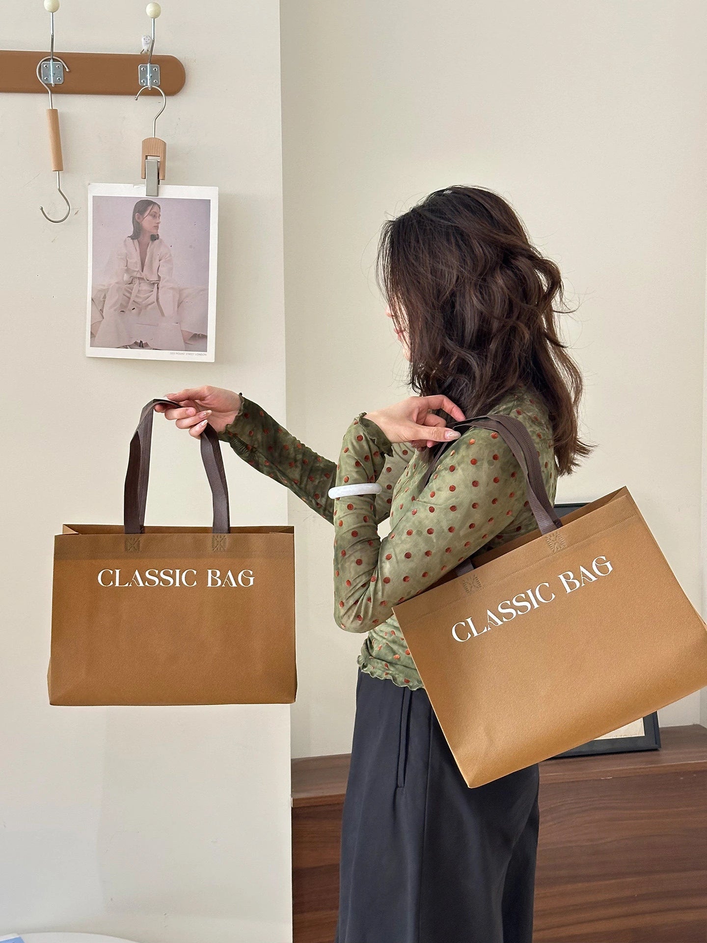 Latte Brown Non-Woven Tote Bags — 2 Styles product view 3