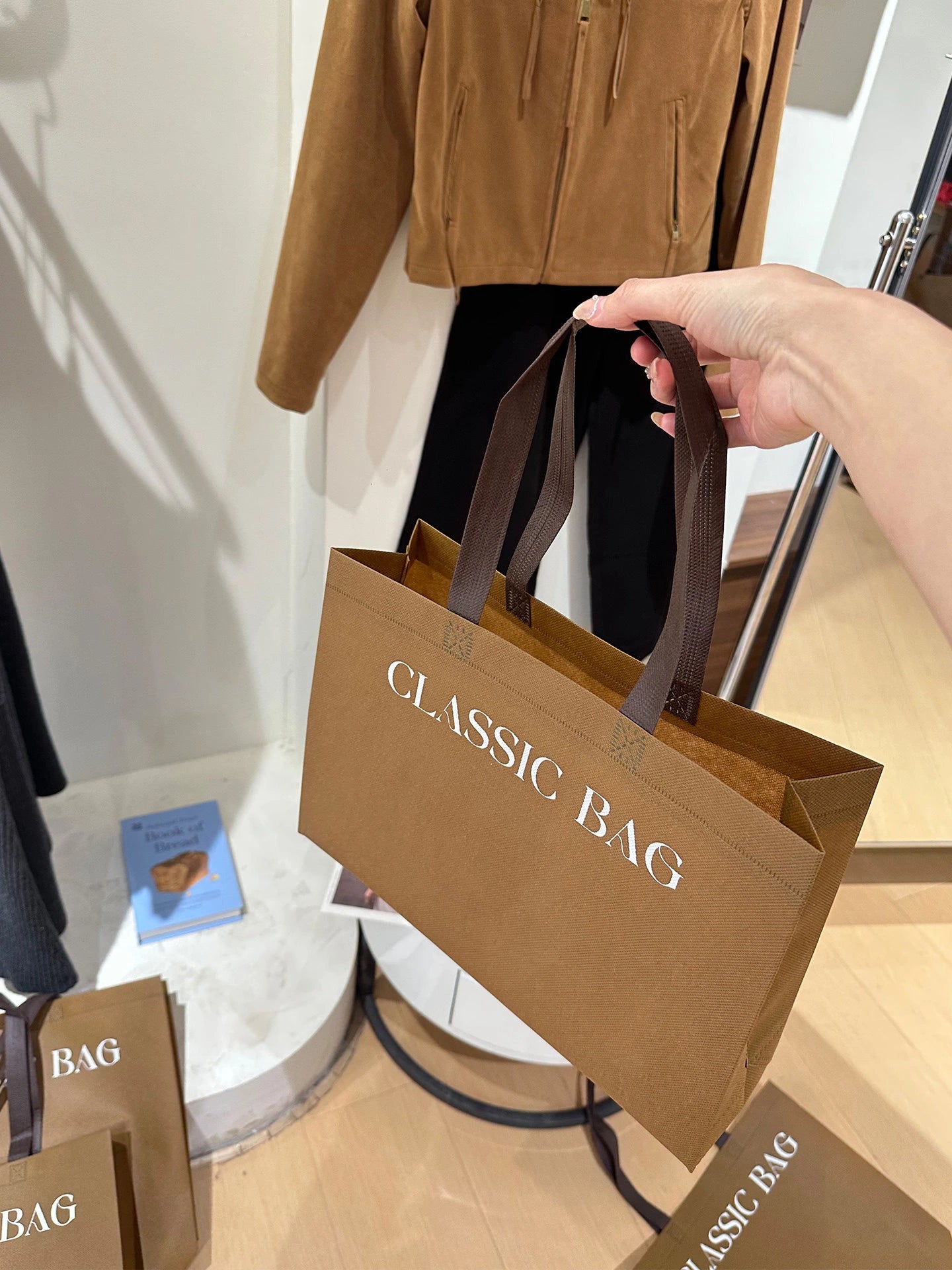 Latte Brown Non-Woven Tote Bags — 2 Styles product view 5