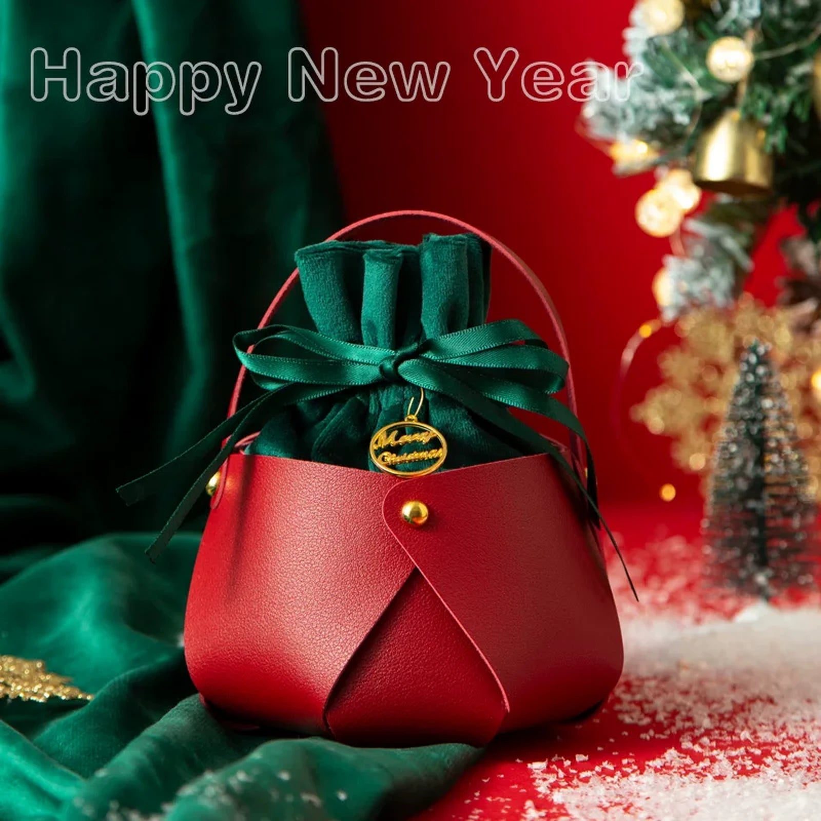 Leather-Look Hexagonal Christmas Apple Gift Bags – product view