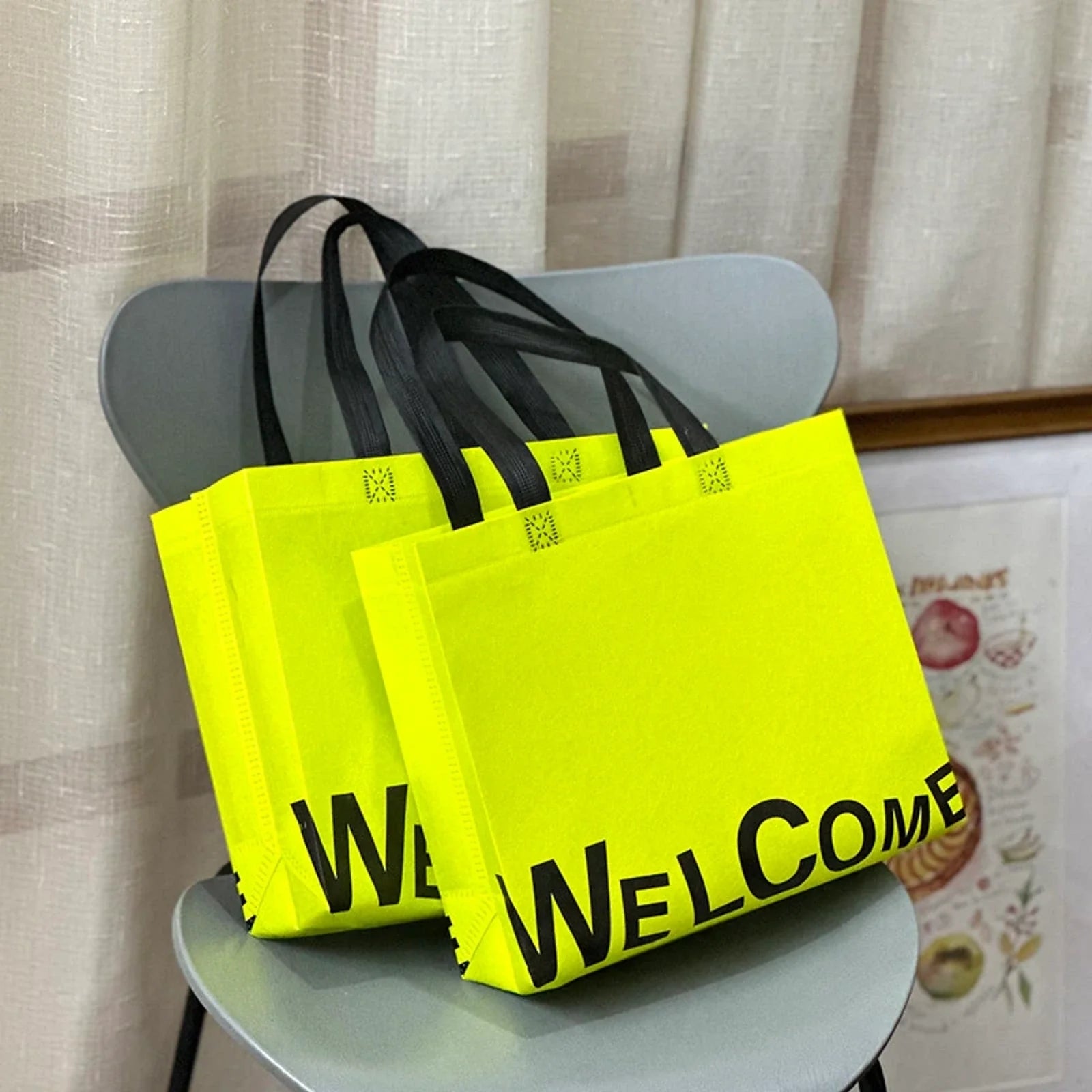Letter-Print Laminated Non-Woven Tote Bags product view 1