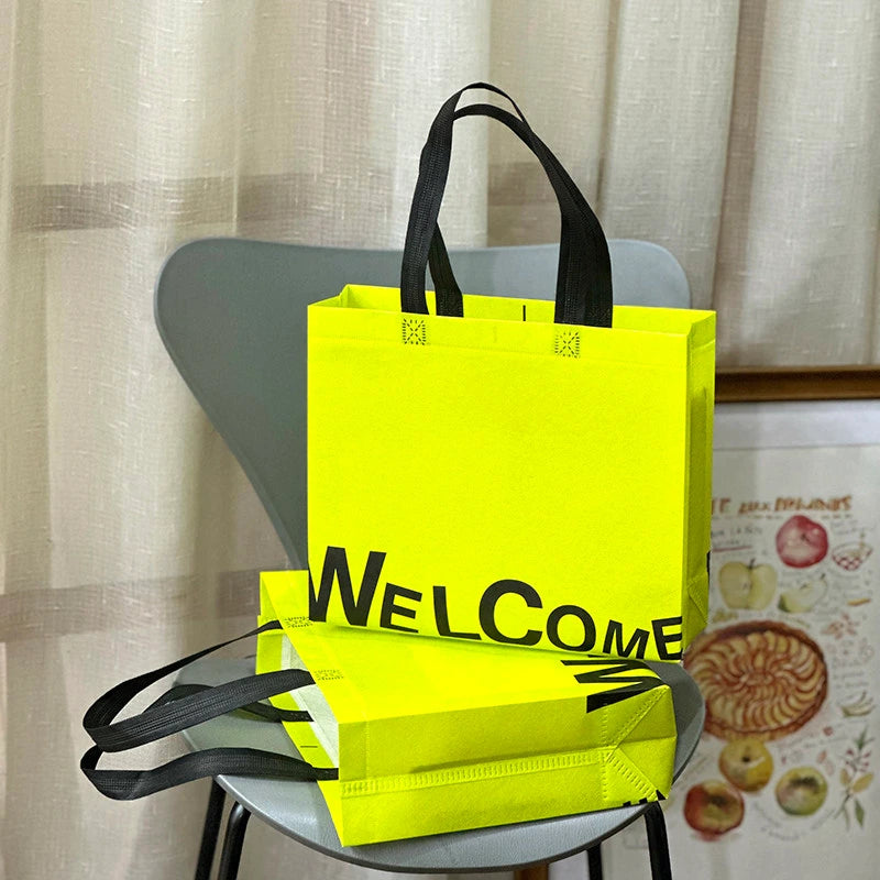 Letter-Print Laminated Non-Woven Tote Bags product view 2