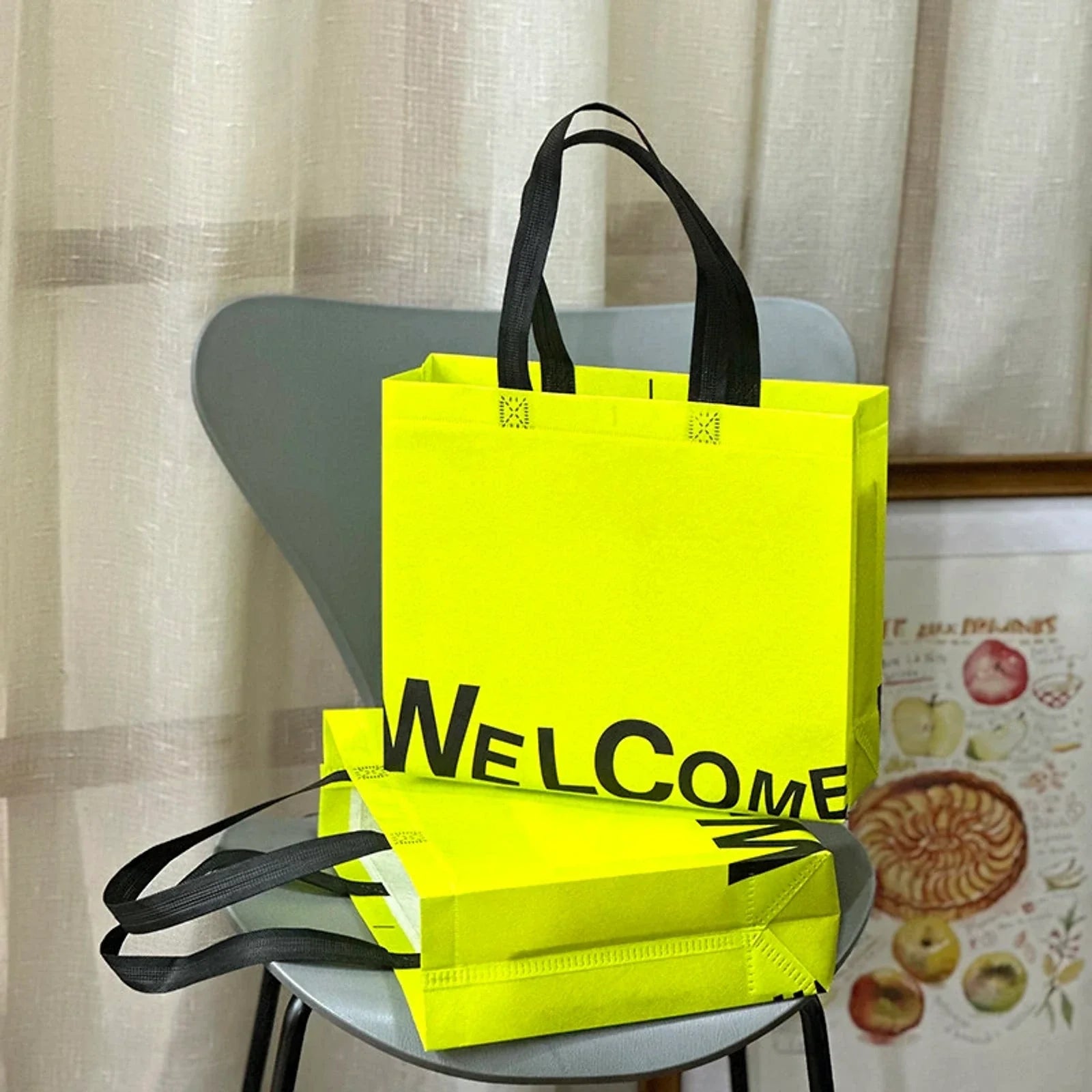 Letter-Print Laminated Non-Woven Tote Bags product view 2