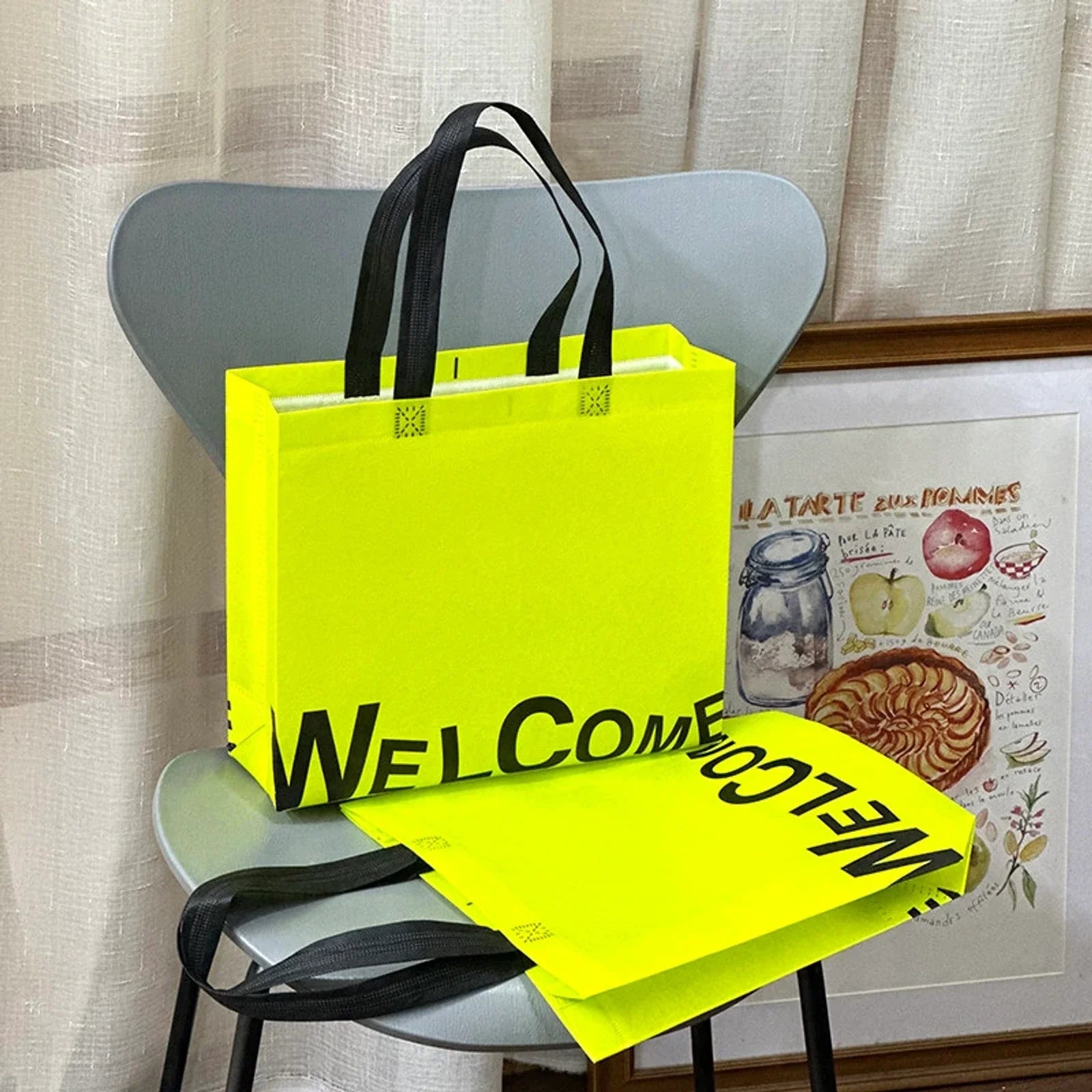 Letter-Print Laminated Non-Woven Tote Bags product view 4