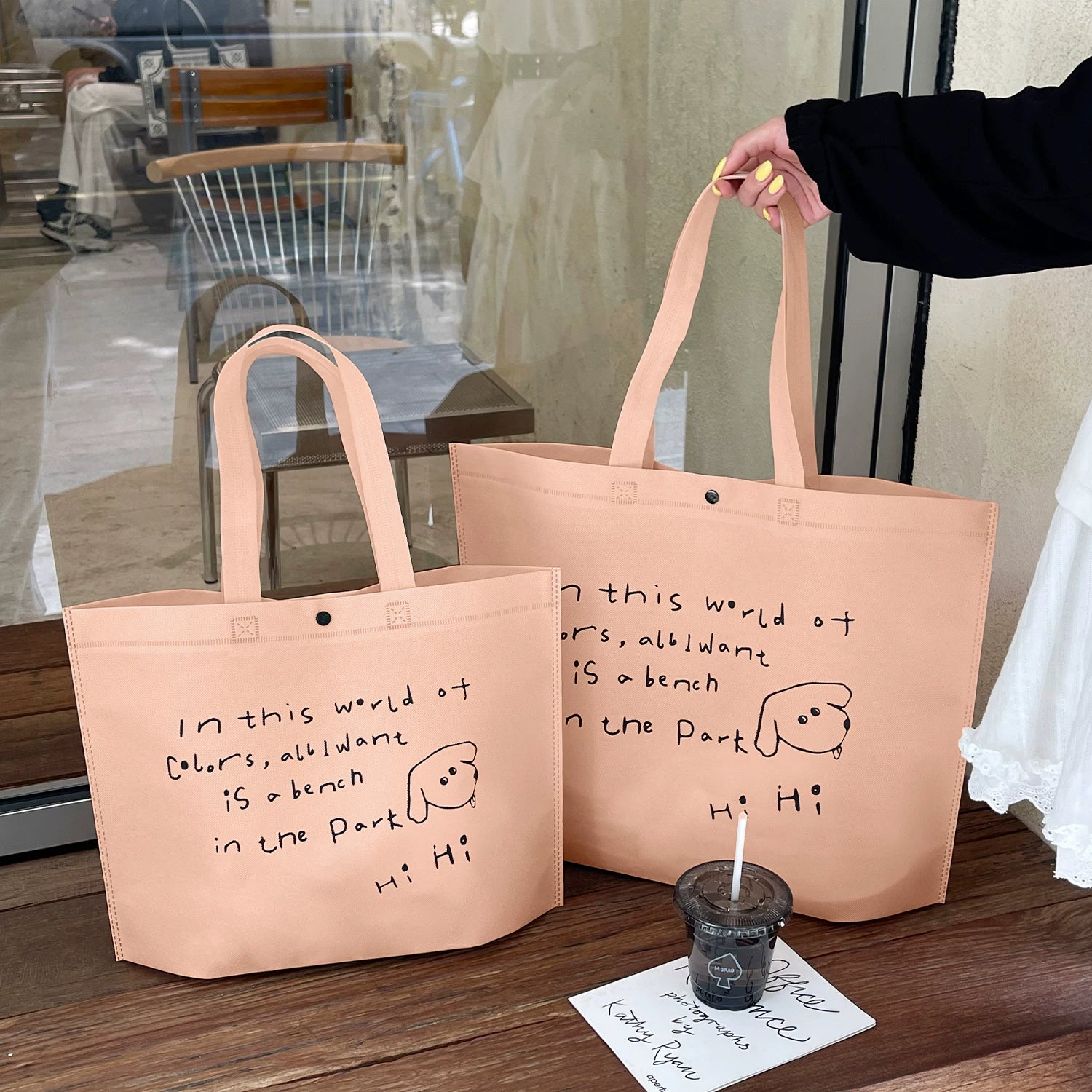Light Pink – HiHi non-woven tote bag